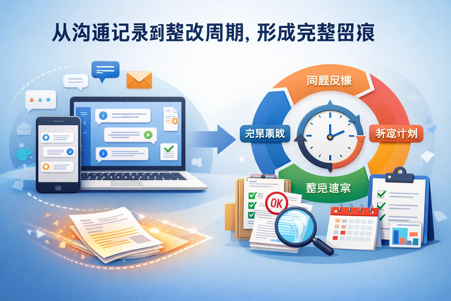 从沟通记录到整改周期，形成完整留痕