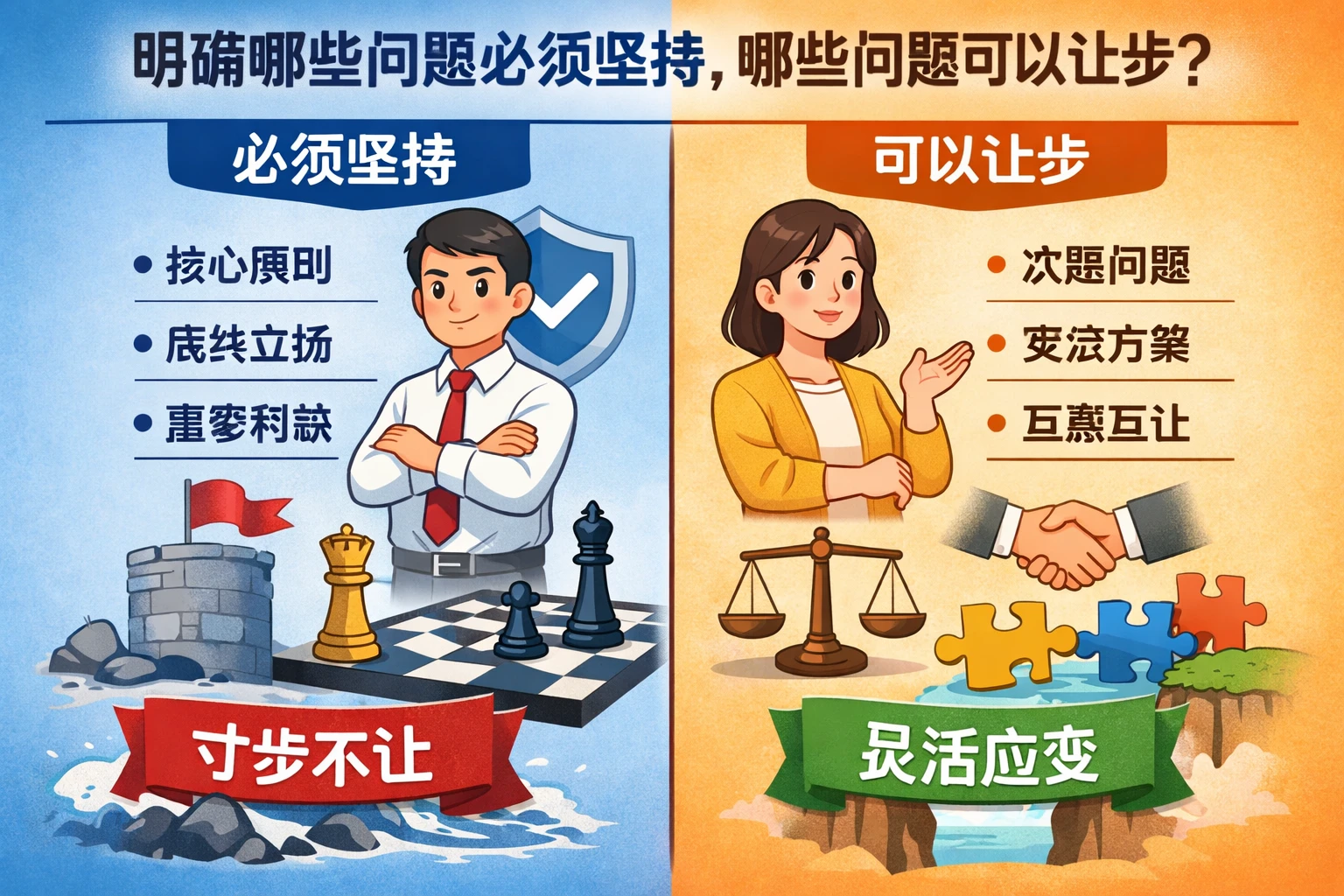 明确哪些问题必须坚持，哪些问题可以让步