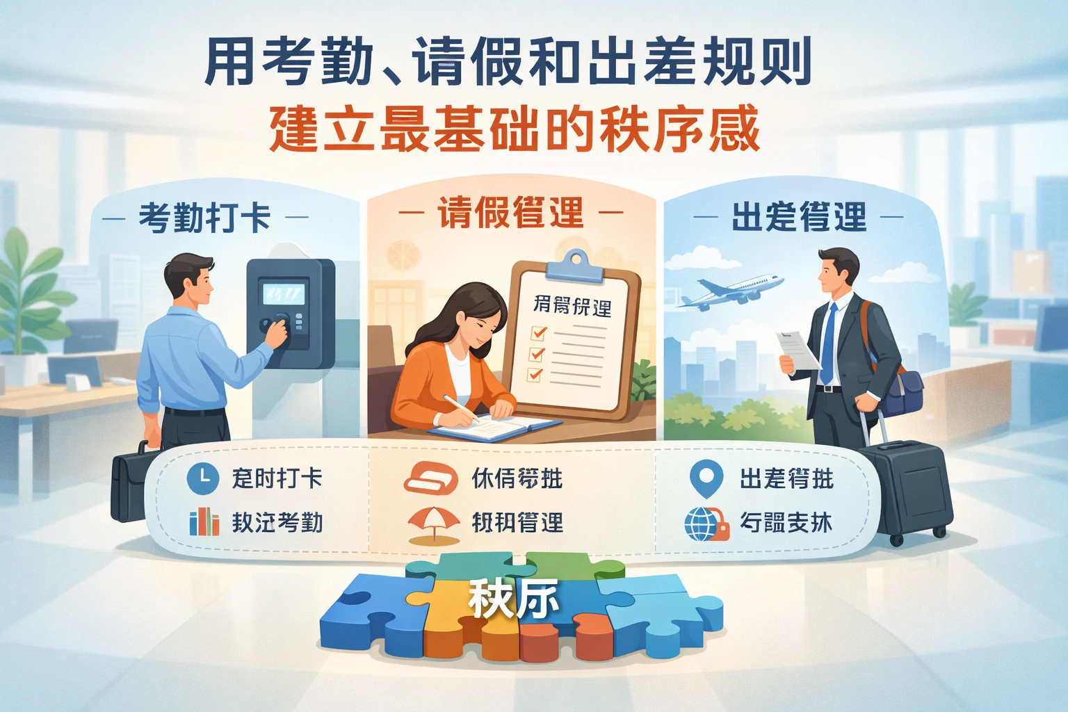 用考勤、请假和出差规则，建立最基础的秩序感