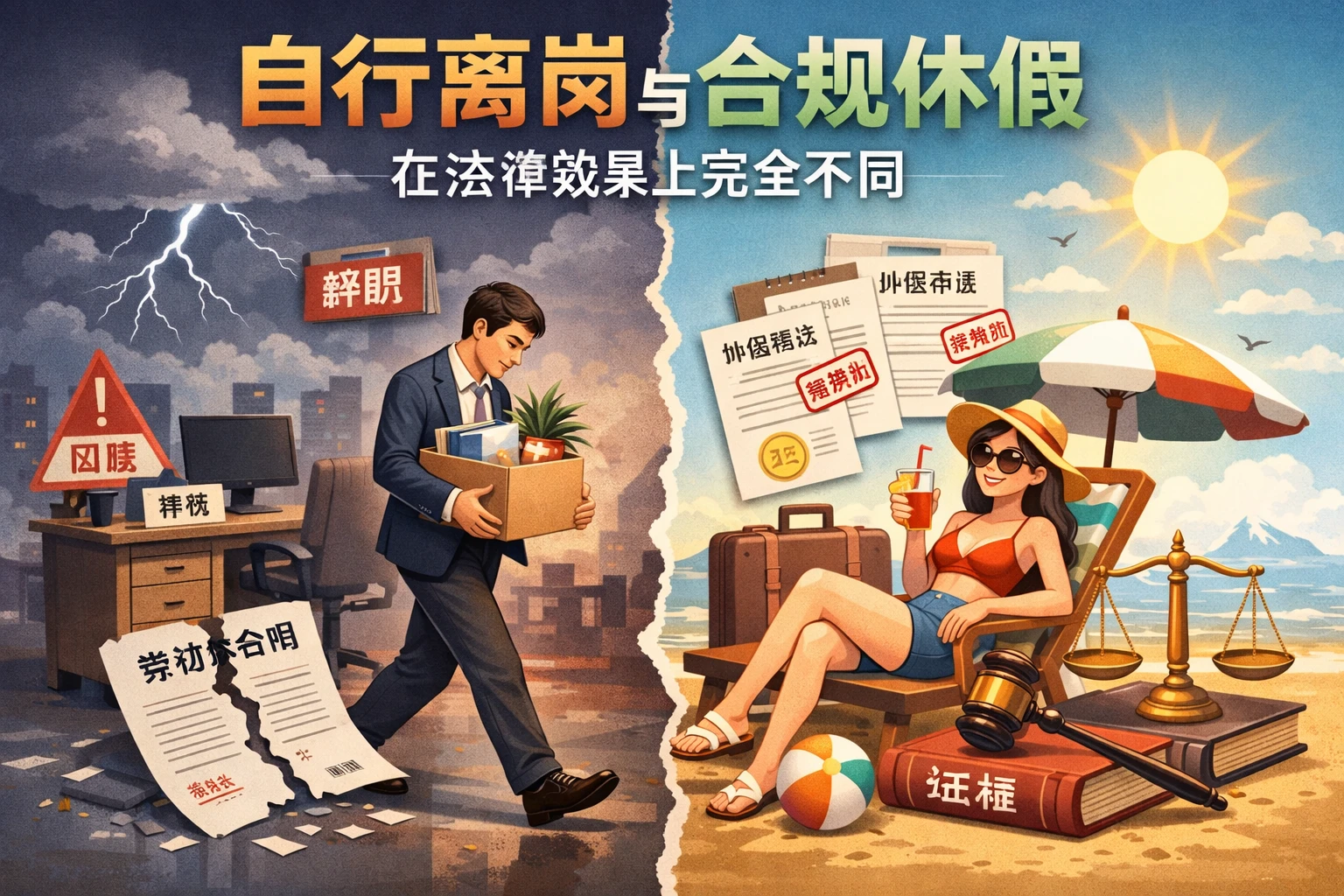 自行离岗与合规休假,在法律效果上完全不同