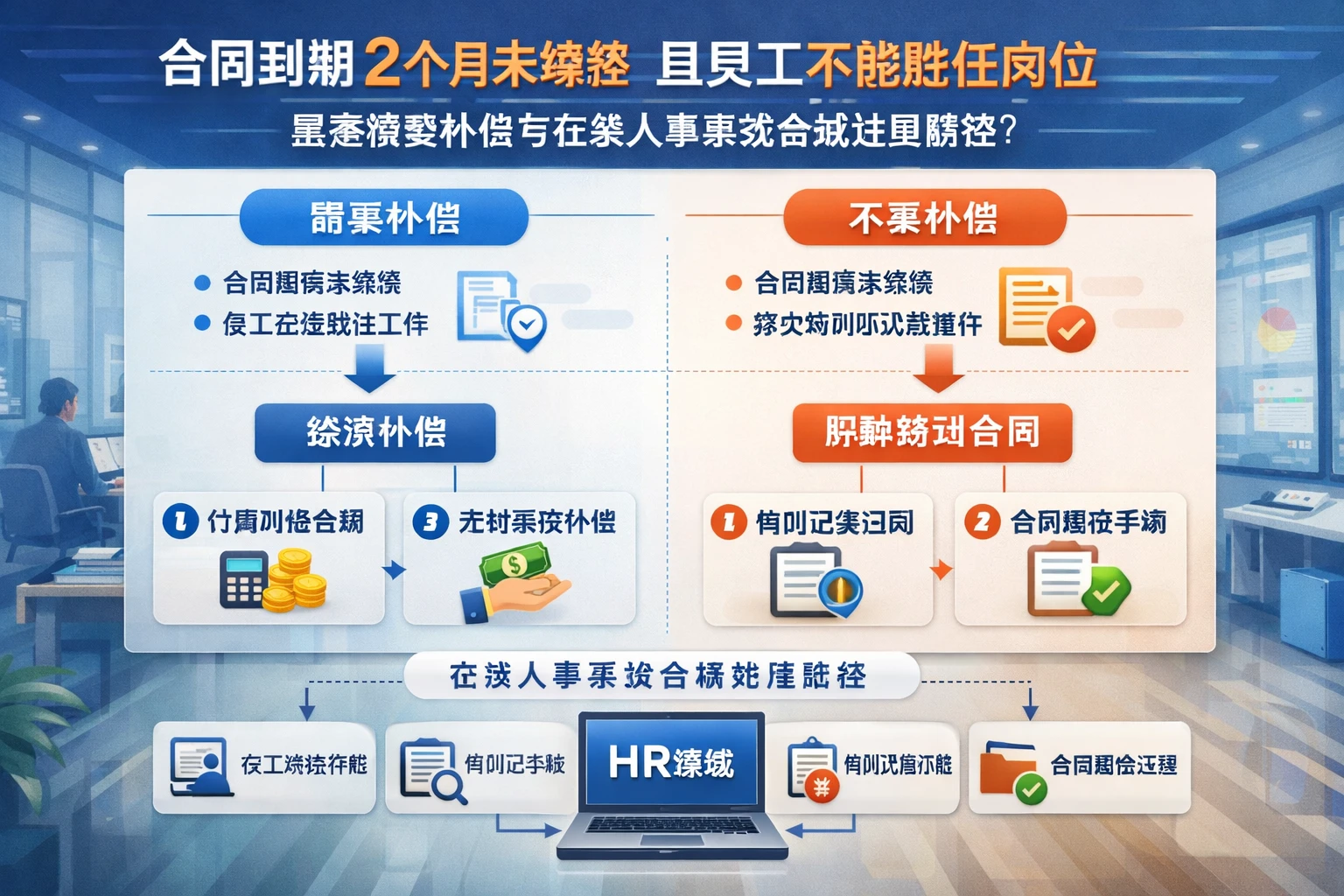 人力资源管理系统视角下，合同到期2个月未续签且员工不能胜任岗位，是否需要补偿与在线人事系统合规处理路径