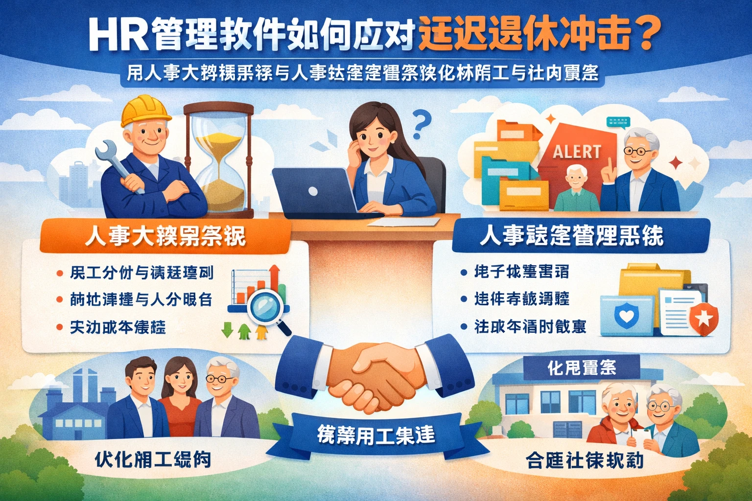 HR管理软件如何应对延迟退休冲击:用人事大数据系统与人事档案管理系统化解用工与社保焦虑