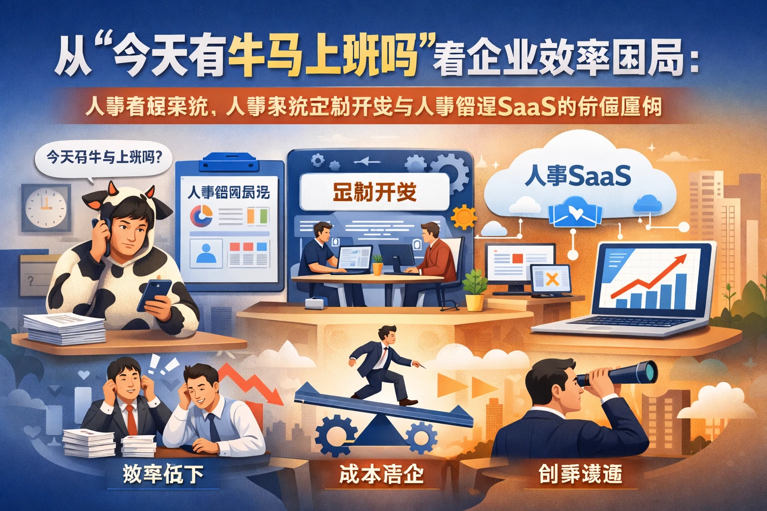 从“今天有牛马上班吗”看企业效率困局：人事管理系统、人事系统定制开发与人事管理SaaS的价值重构