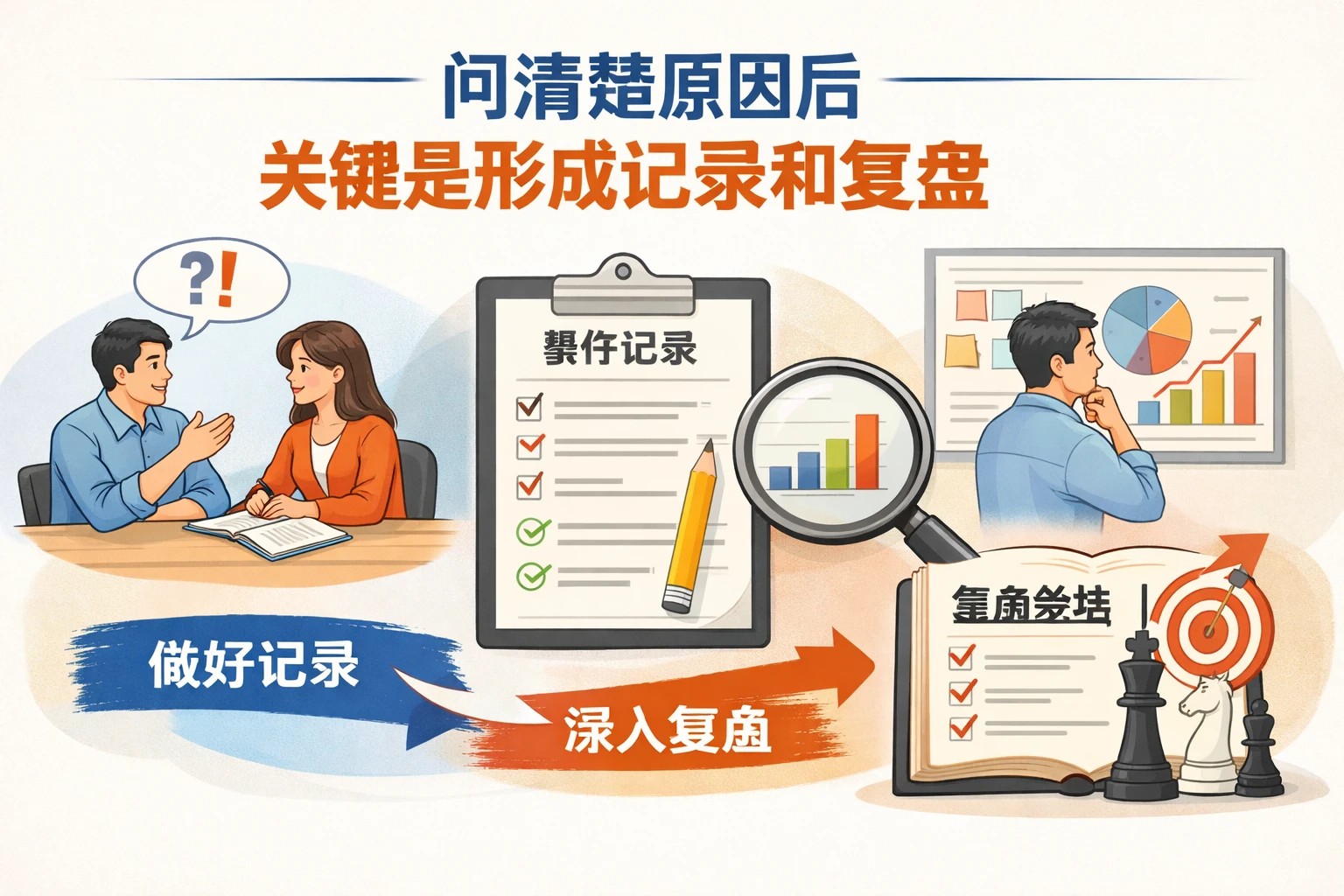 问清楚原因后,关键是形成记录和复盘