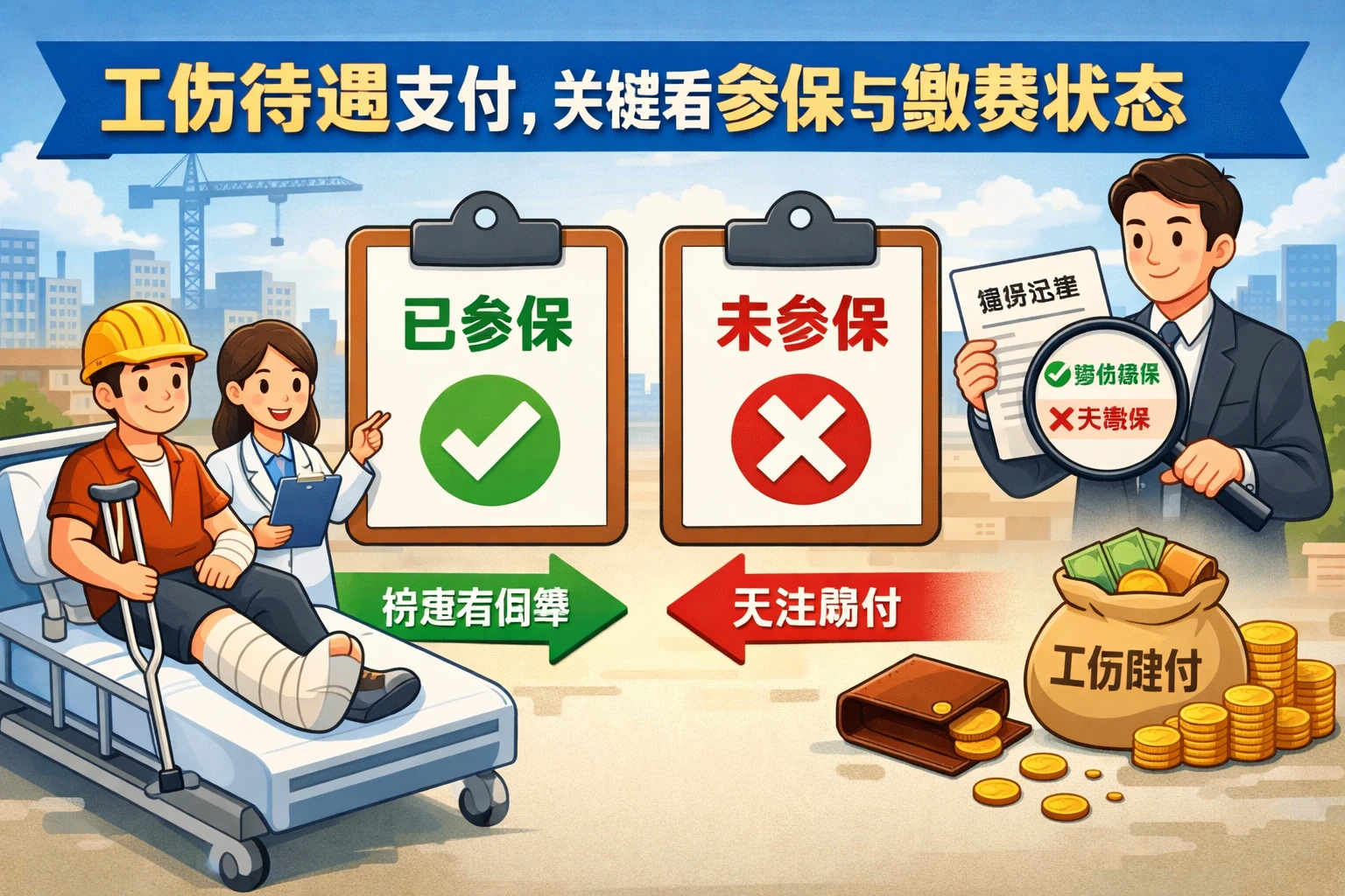 工伤待遇支付，关键看参保与缴费状态