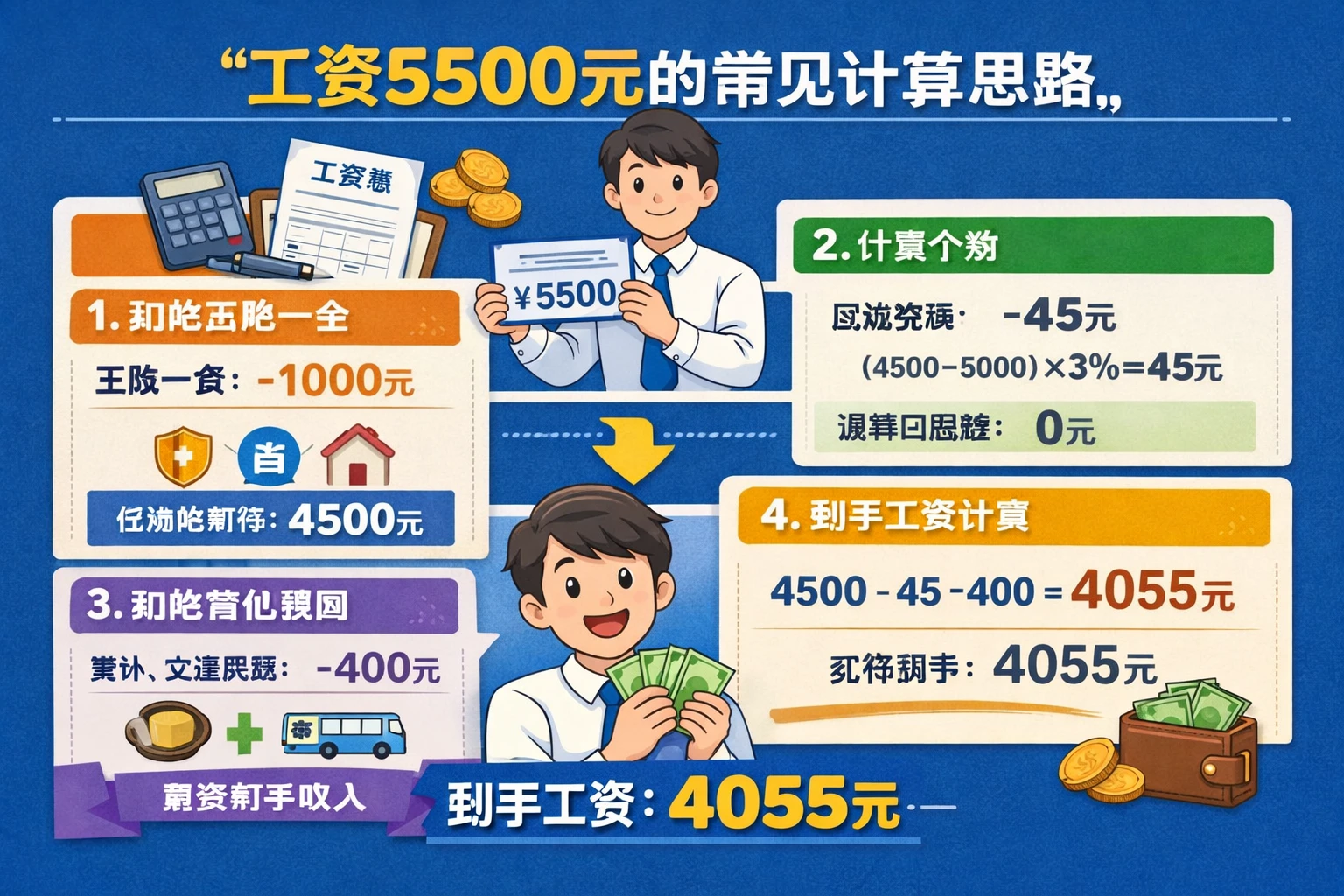 工资5500元的常见计算思路
