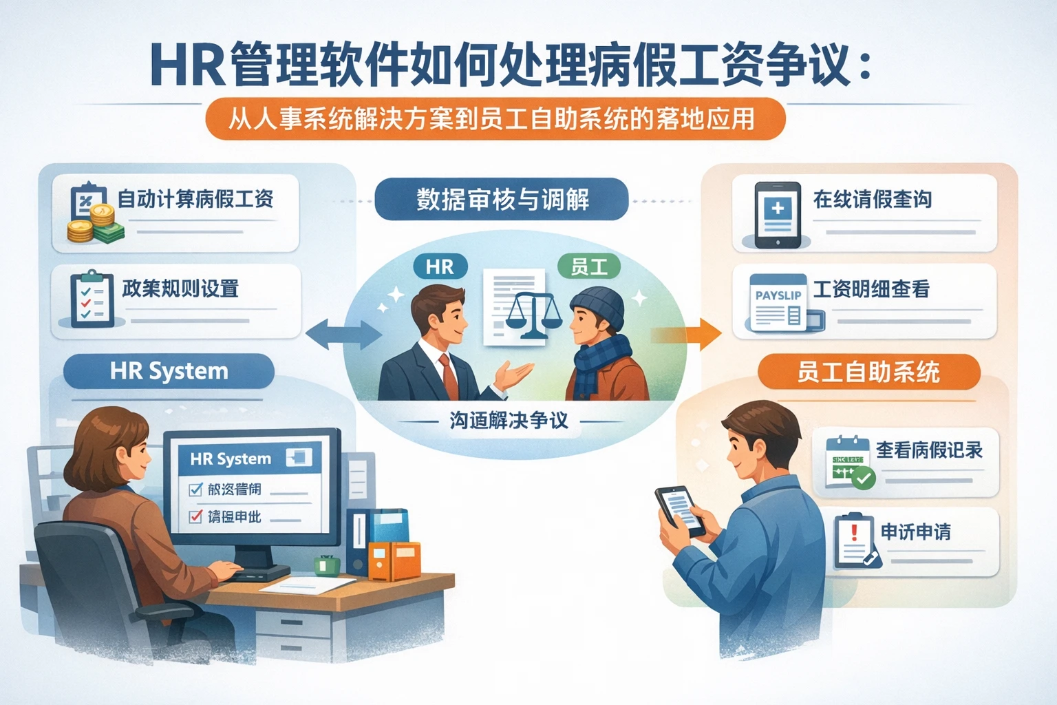 HR管理软件如何处理病假工资争议:从人事系统解决方案到员工自助系统的落地应用