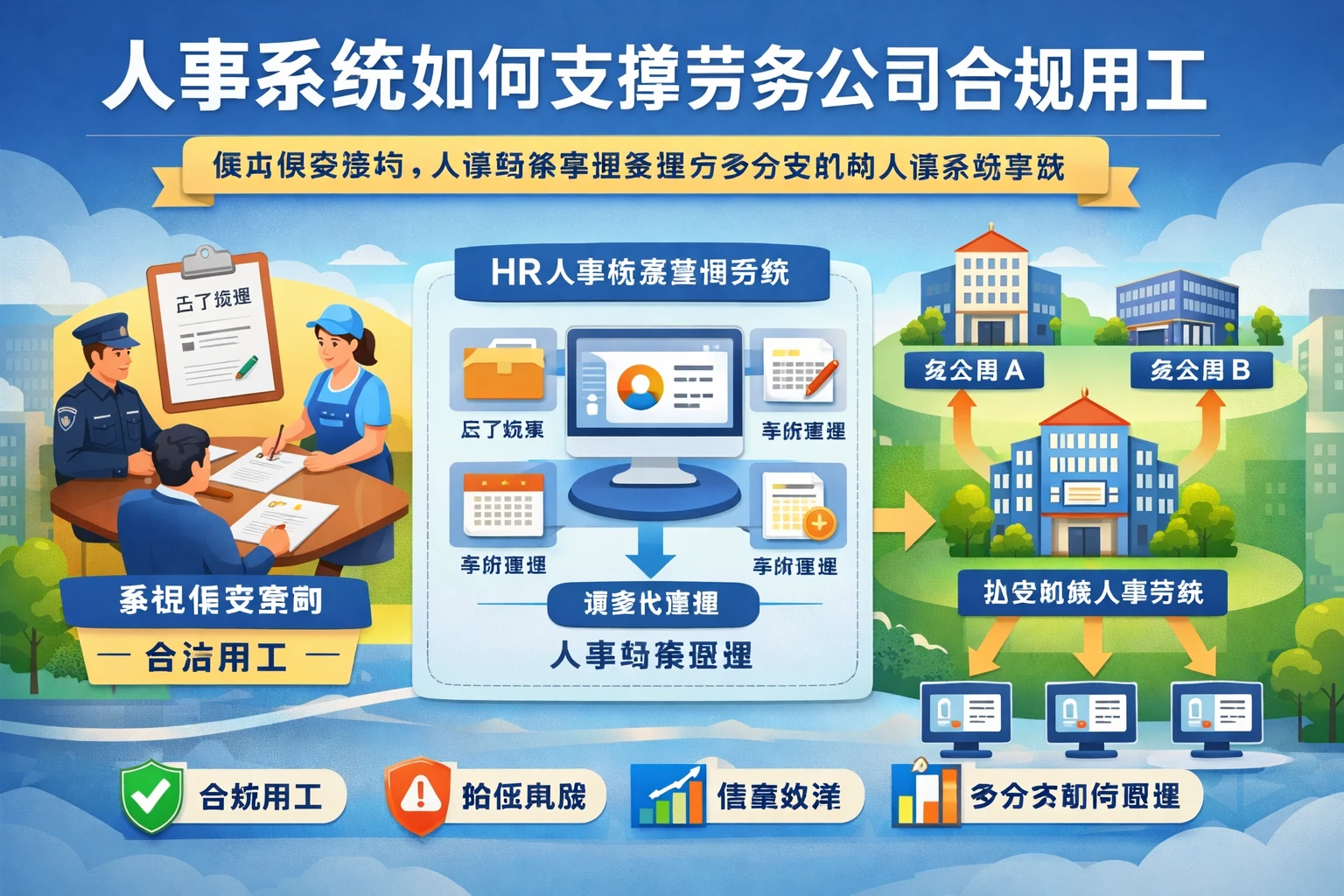 人事系统如何支撑劳务公司合规用工：保洁保安签约、人事档案管理系统与多分支机构人事系统实践