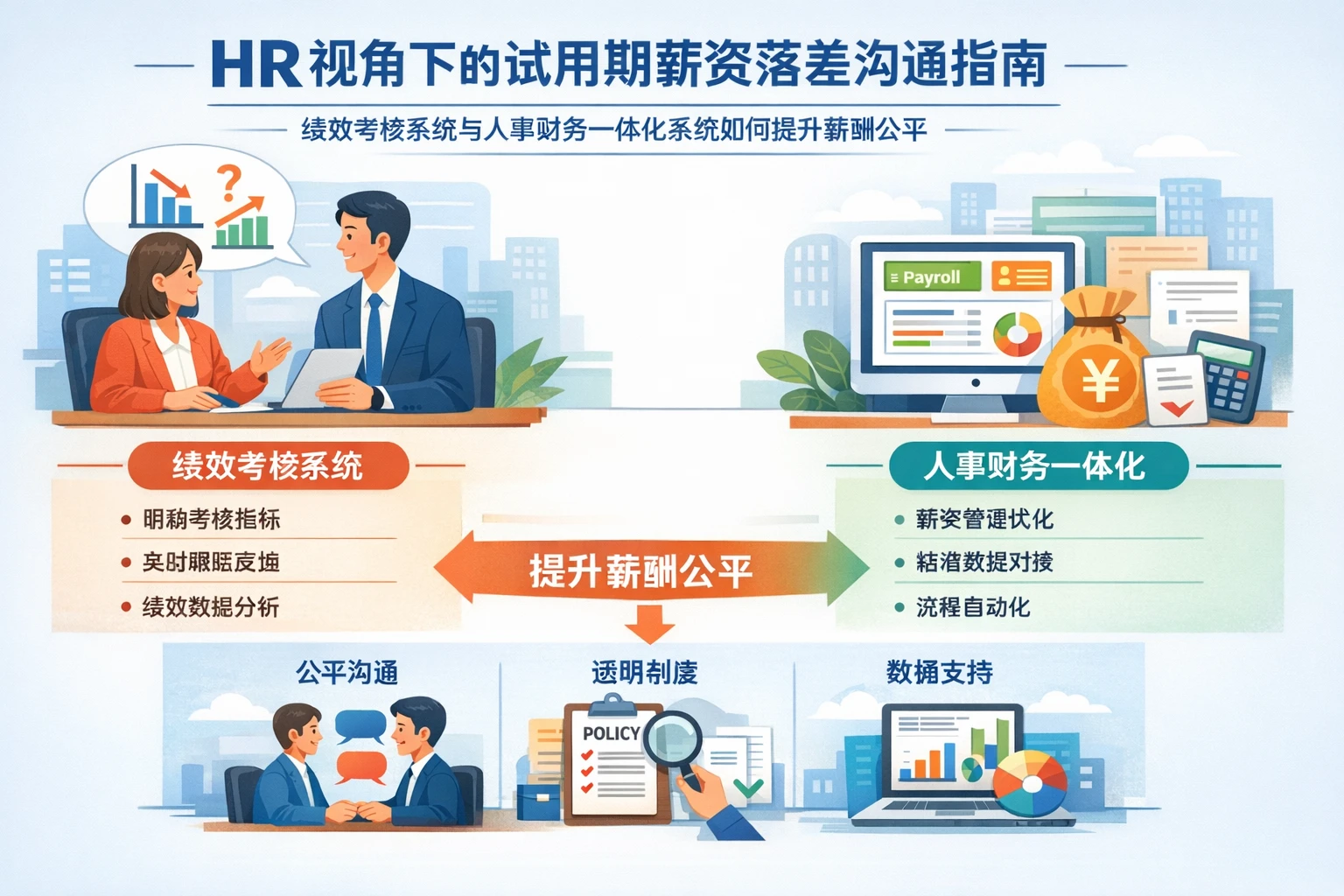 HR系统视角下的试用期薪资落差沟通指南：绩效考核系统与人事财务一体化系统如何提升薪酬公平