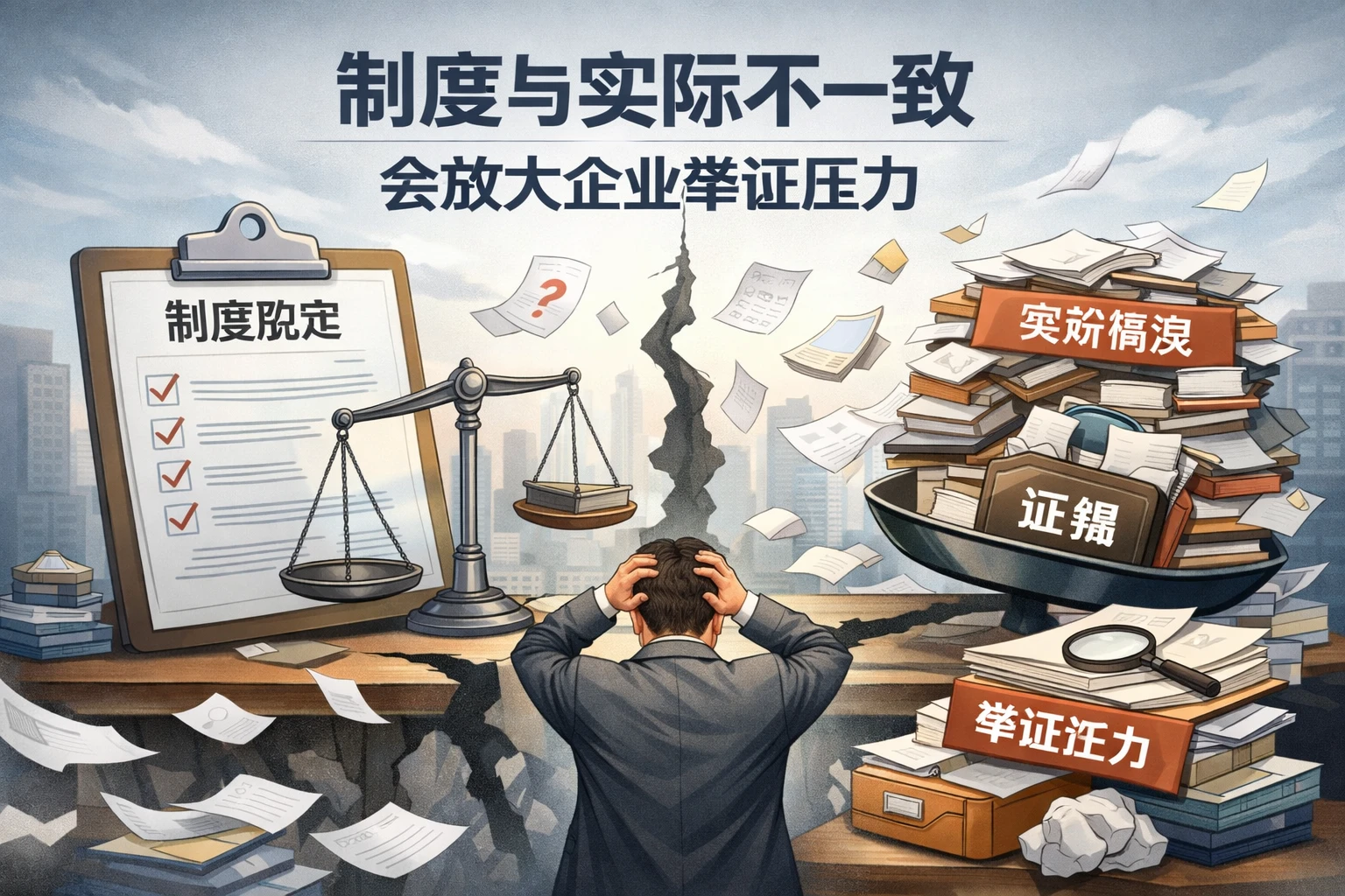 制度与实际不一致，会放大企业举证压力
