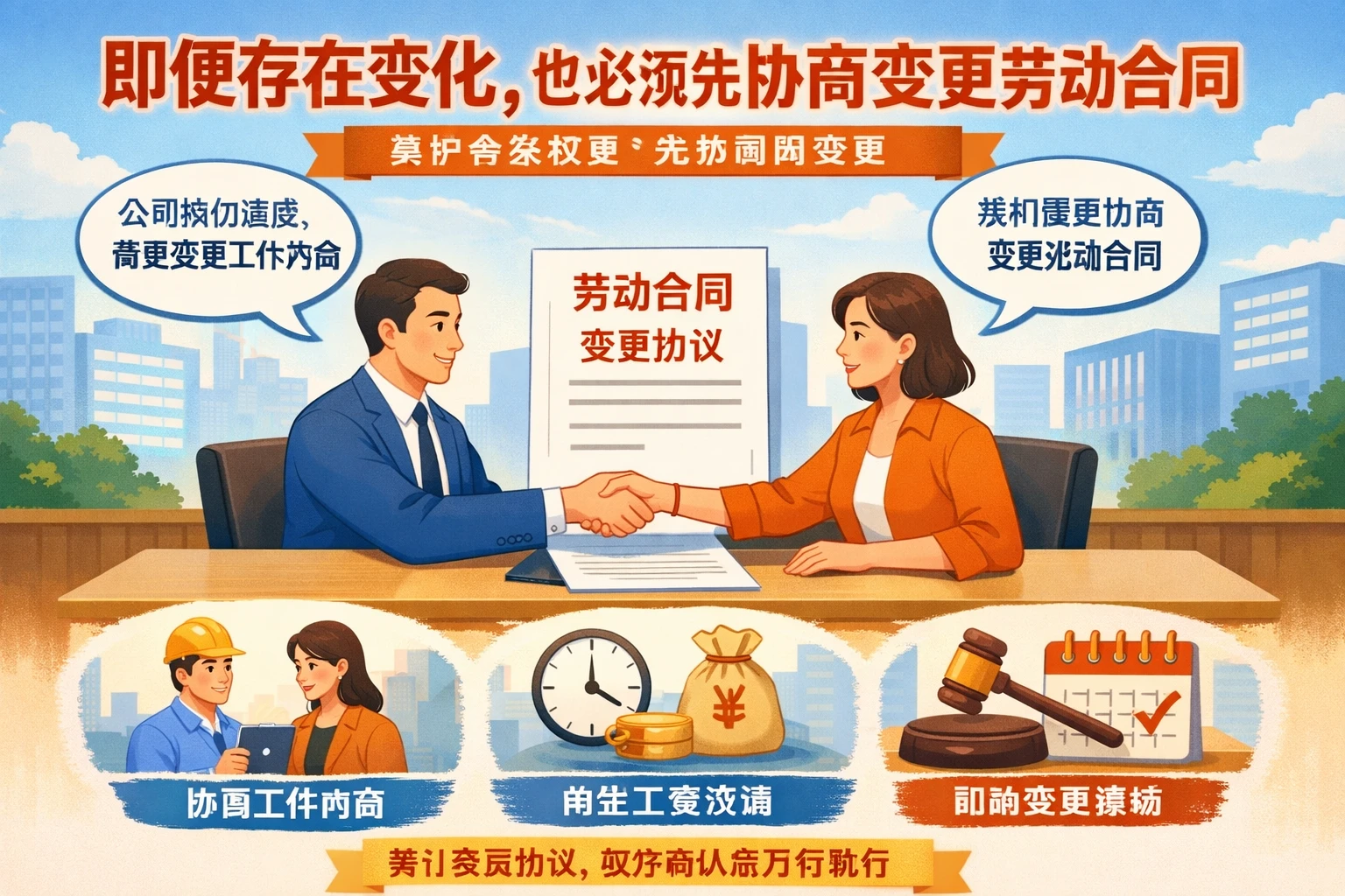 即便存在变化，也必须先协商变更劳动合同