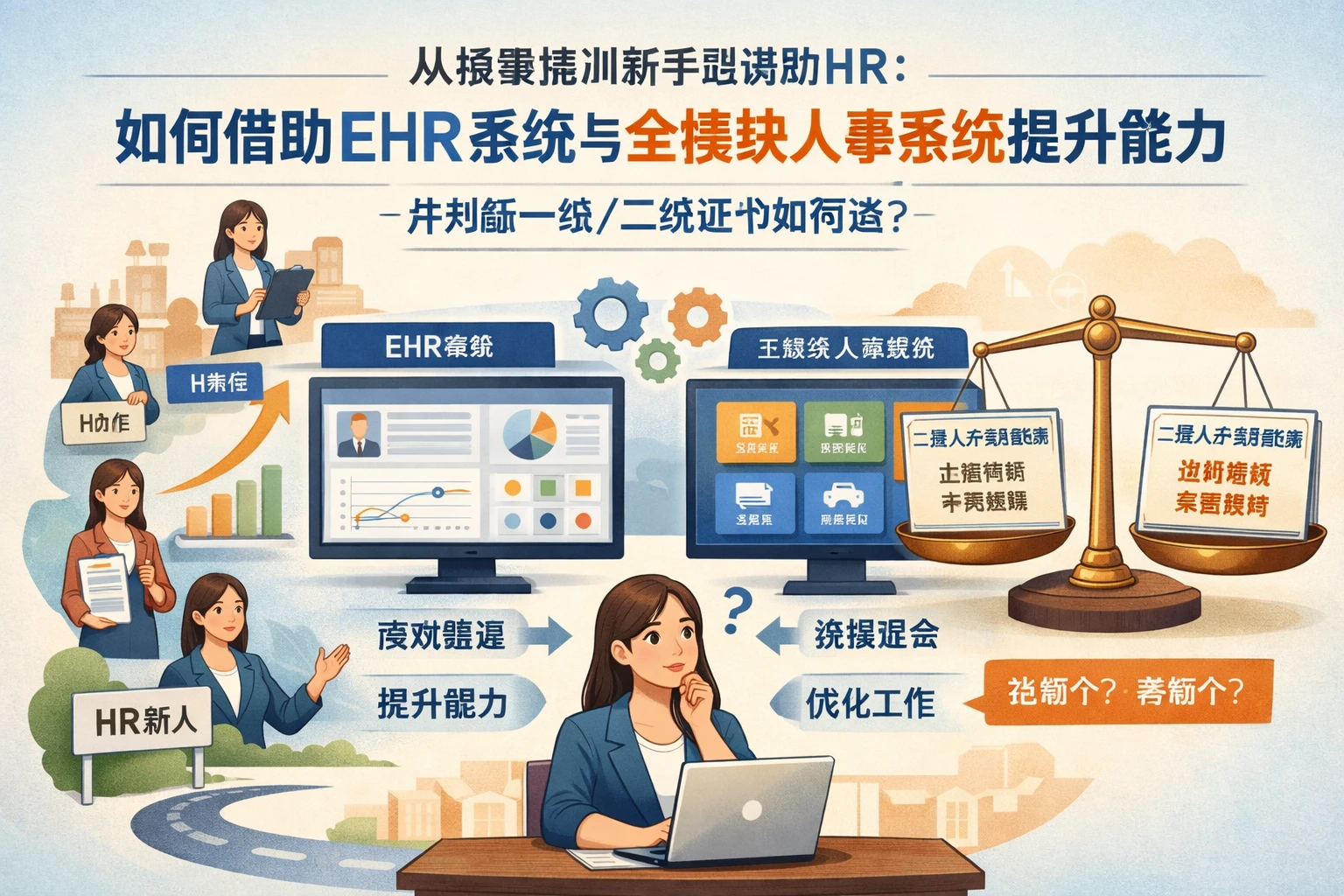 从招聘培训新手到进阶HR:如何借助ehr系统与全模块人事系统提升能力,并判断一级/二级证书如何选