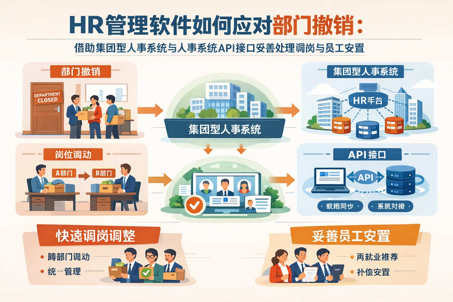 HR管理软件如何应对部门撤销：借助集团型人事系统与人事系统API接口妥善处理调岗与员工安置