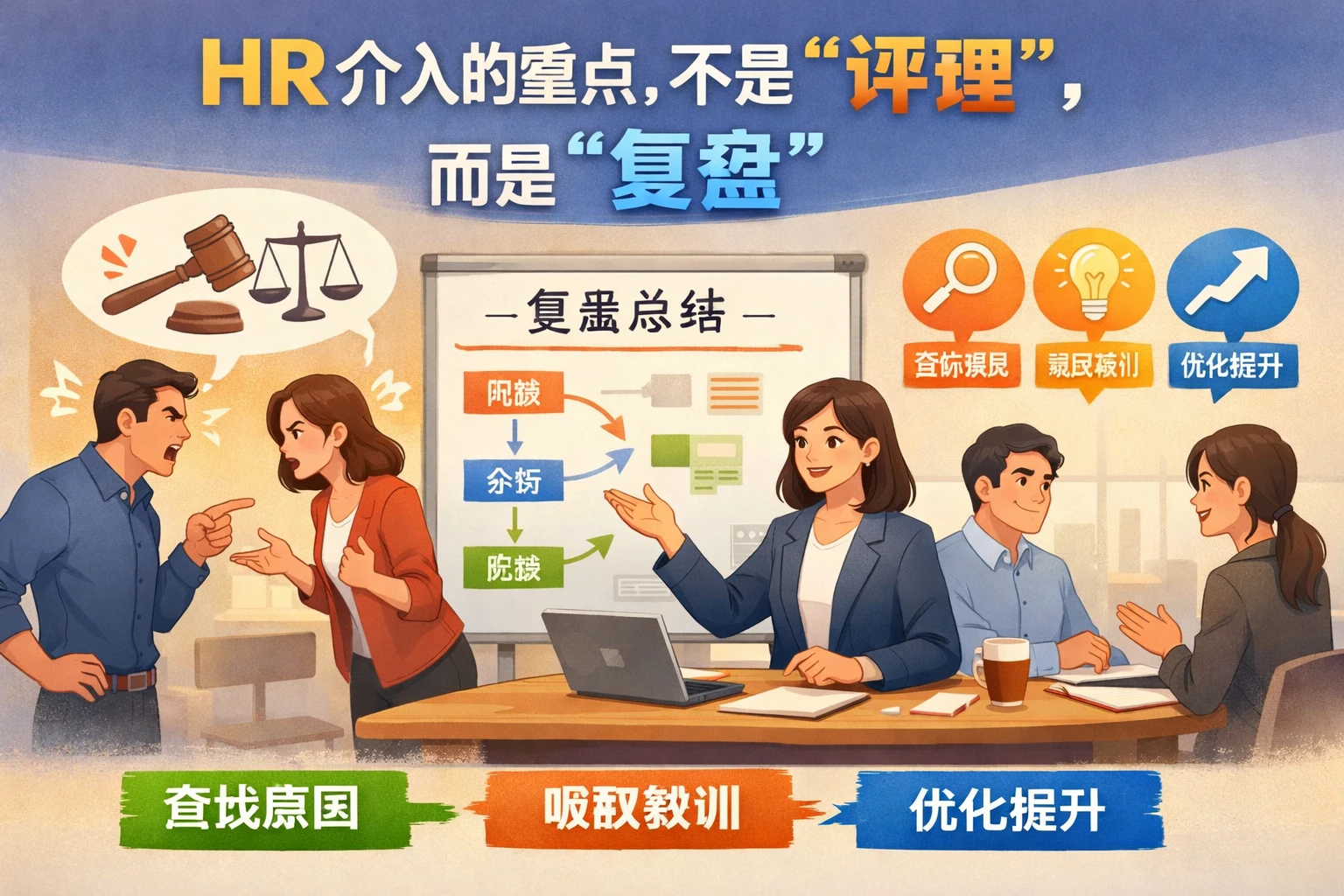 HR介入的重点，不是“评理”，而是“复盘”