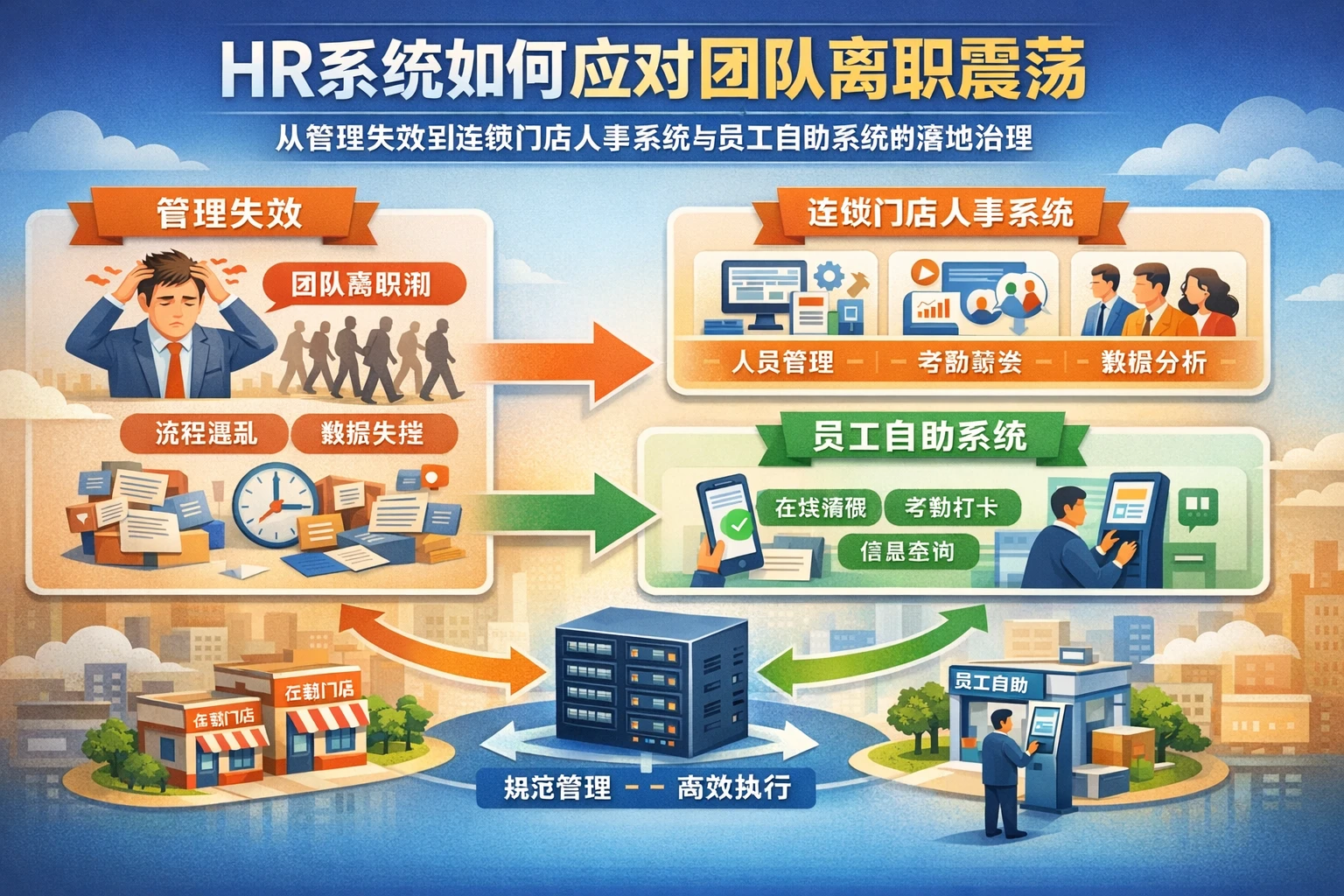 HR系统如何应对团队离职震荡:从管理失效到连锁门店人事系统与员工自助系统的落地治理