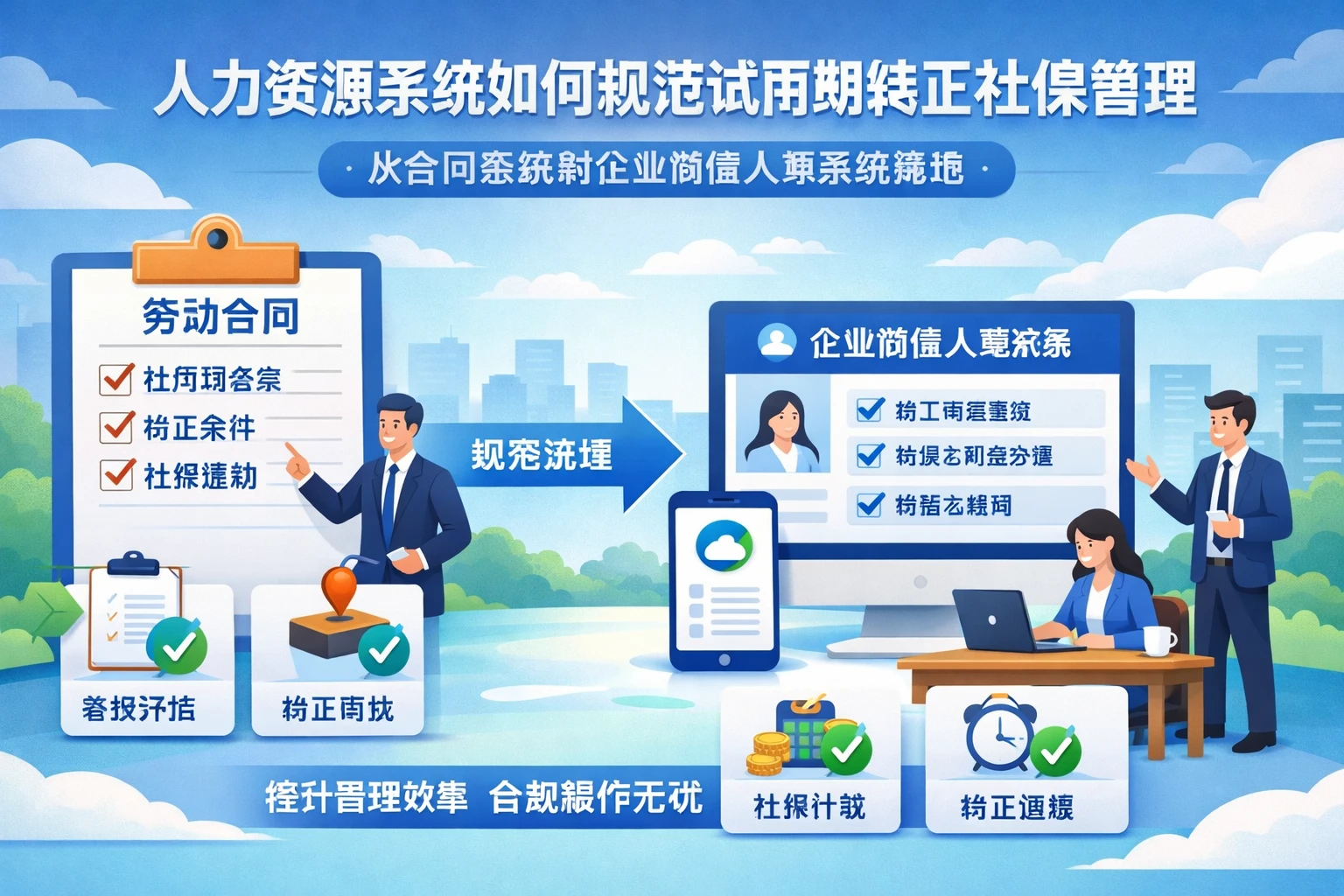 人力资源系统如何规范试用期转正社保管理:从合同条款到企业微信人事系统落地