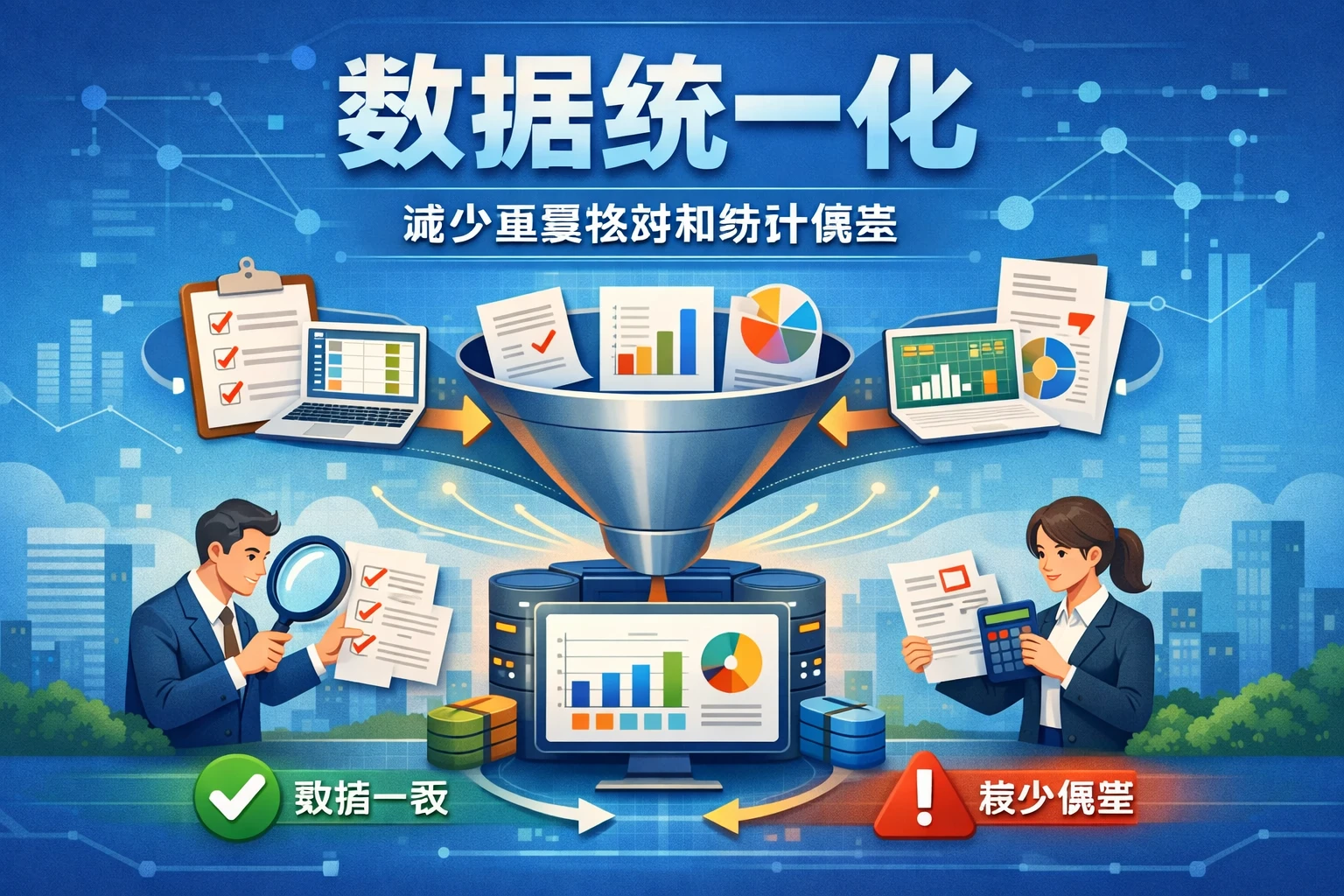 数据统一化，减少重复核对和统计偏差