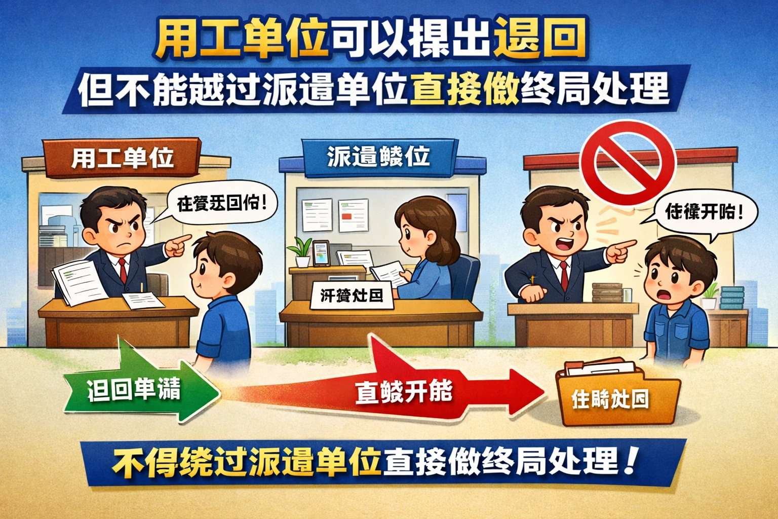 用工单位可以提出退回,但不能越过派遣单位直接做终局处理