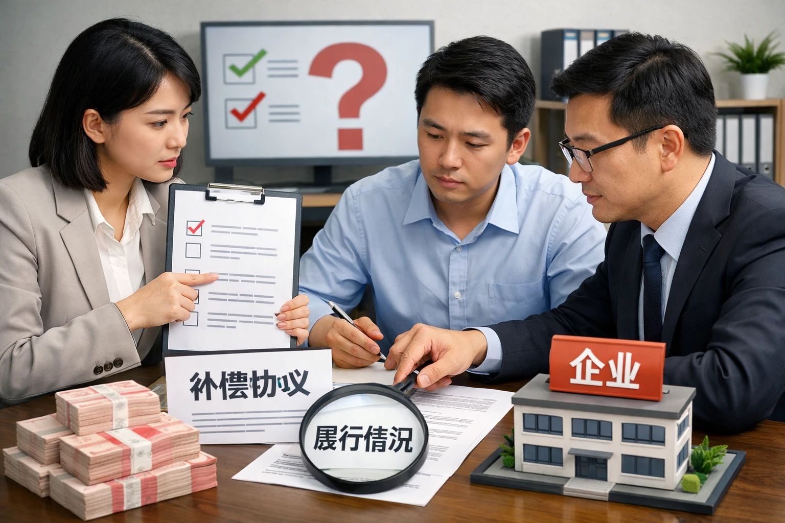 再确认企业是否履行补偿义务