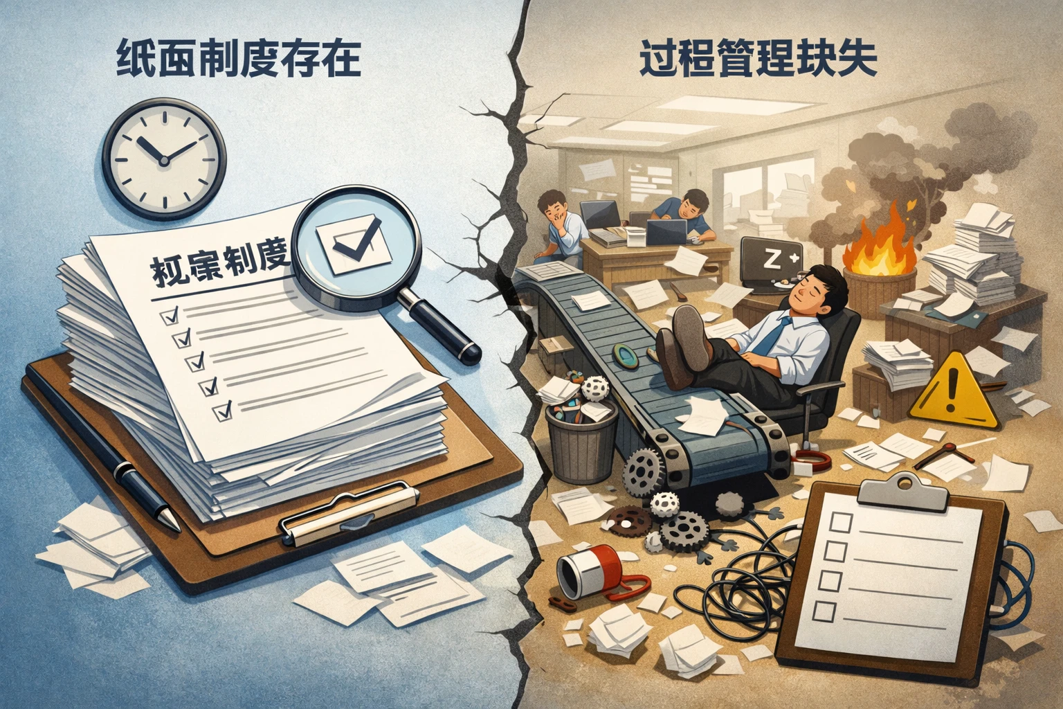 纸面制度存在，过程管理缺失