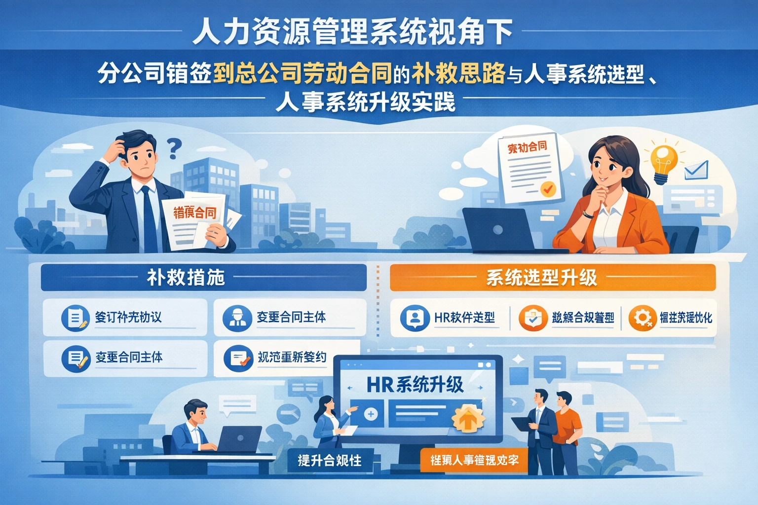 人力资源管理系统视角下，分公司错签总公司劳动合同的补救思路与人事系统选型、人事系统升级实践