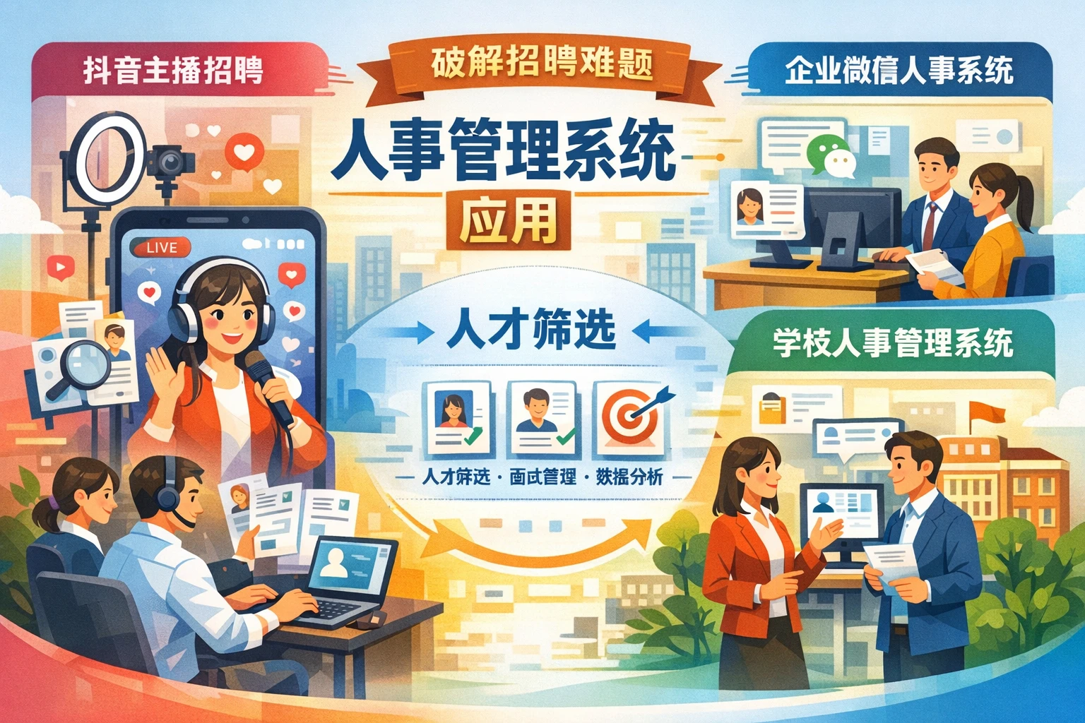 人事管理系统如何破解招聘难题：从抖音主播招聘到企业微信人事系统与学校人事管理系统的应用