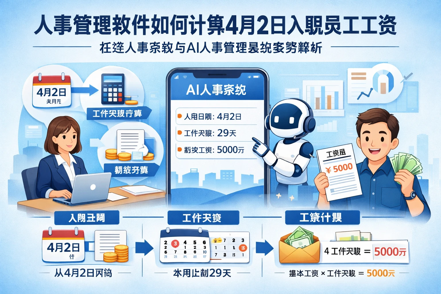 人事管理软件如何计算4月2日入职员工工资：在线人事系统与AI人事管理系统实务解析