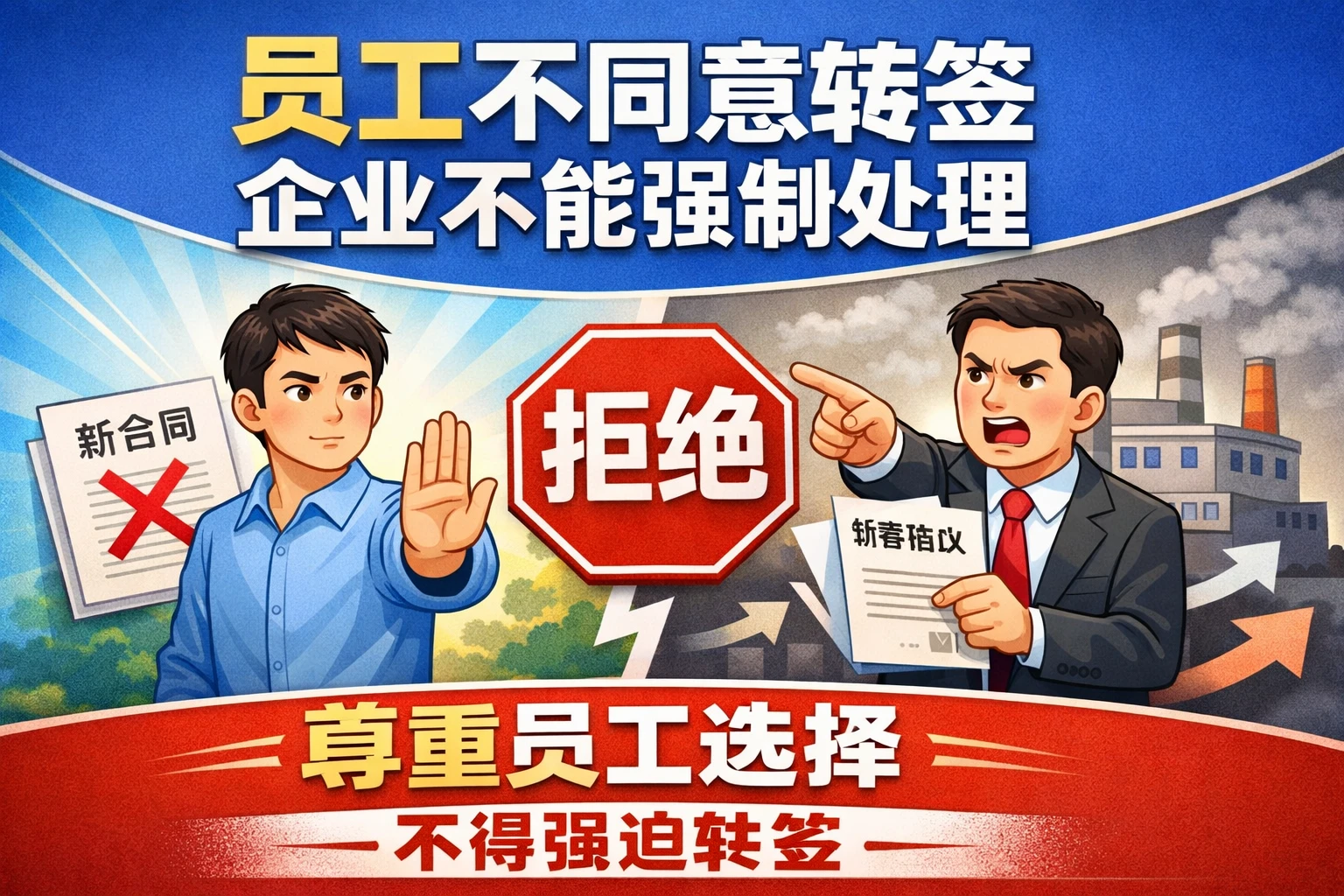 员工不同意转签,企业不能强制处理