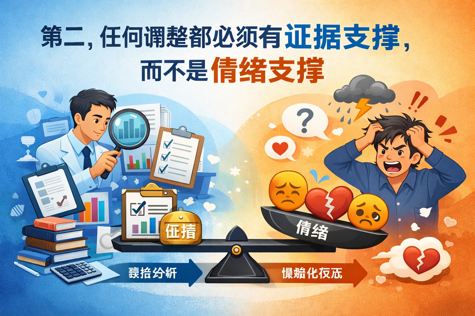 第二，任何调整都必须有证据支撑，而不是情绪支撑