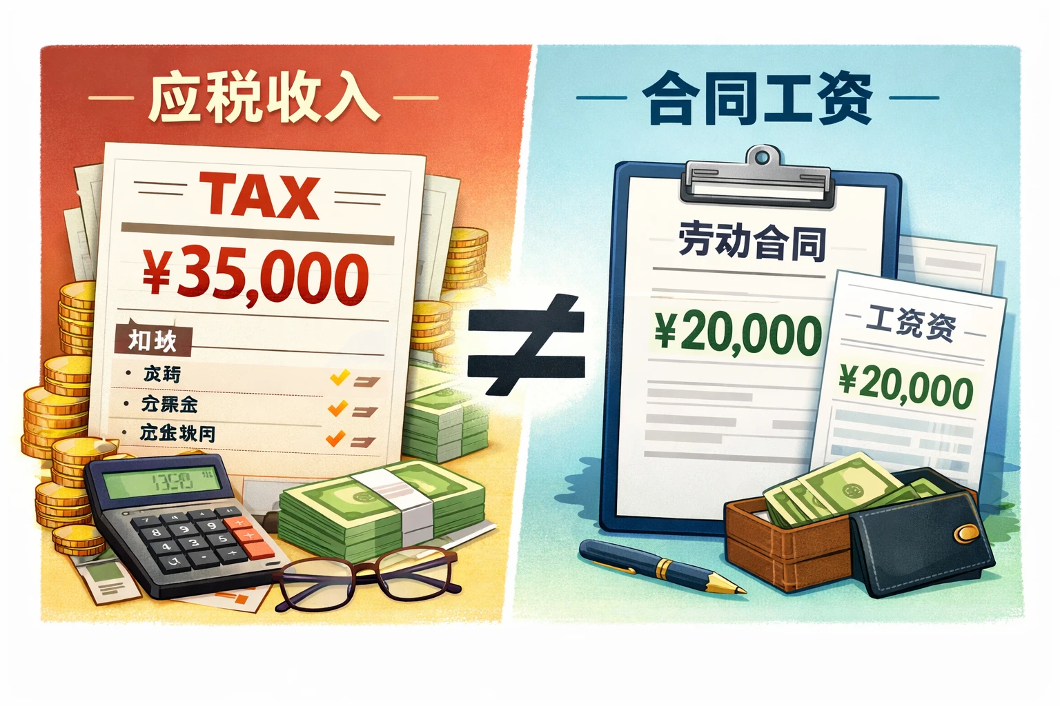 应税收入并不等于合同工资