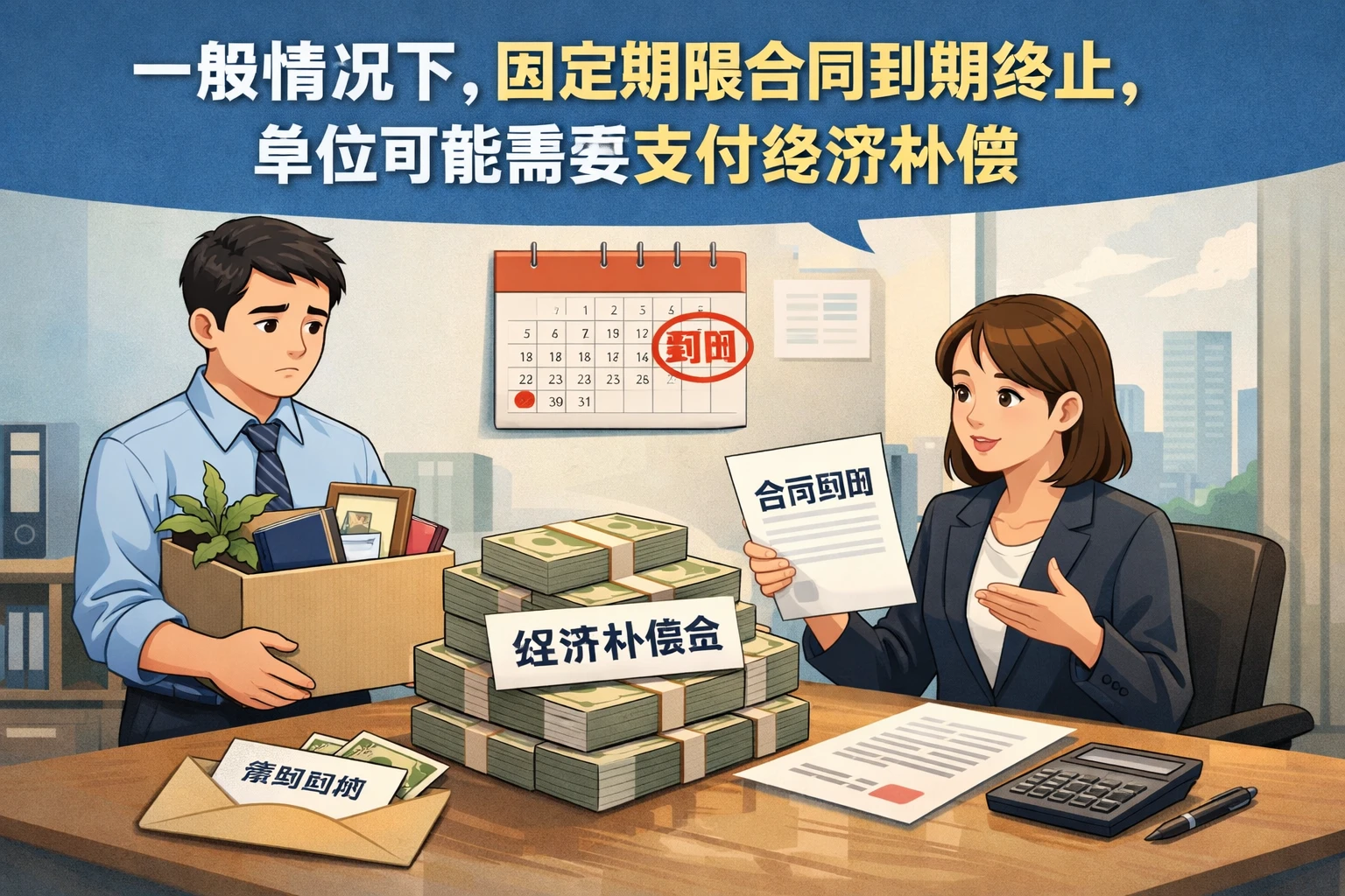 一般情况下，固定期限合同到期终止，单位可能需要支付经济补偿