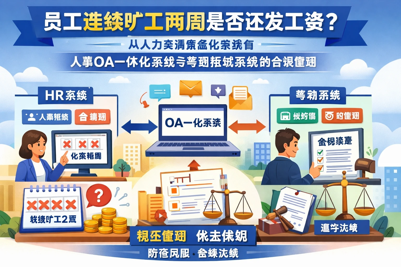 员工连续旷工两周是否还发工资?从人力资源信息化系统看人事OA一体化系统与考勤排班系统的合规管理