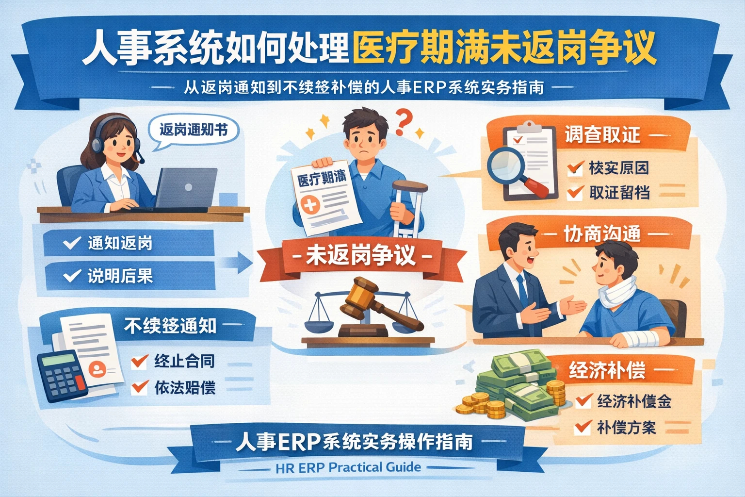 人事系统如何处理医疗期满未返岗争议:从返岗通知到不续签补偿的人事ERP系统实务指南