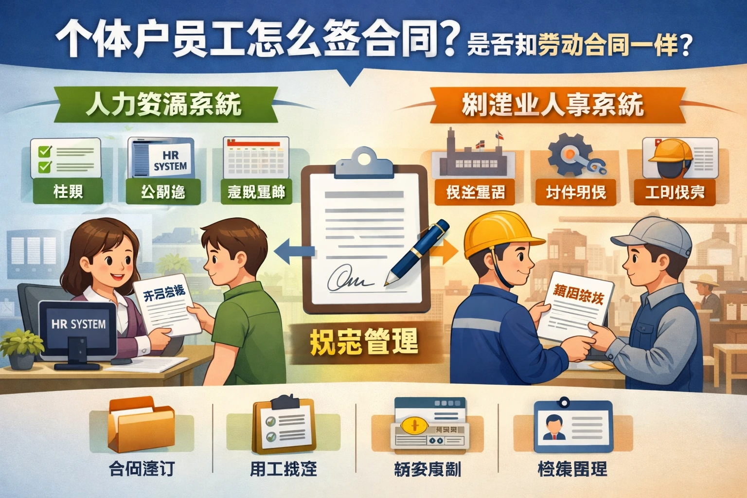 个体户员工怎么签合同?是否和劳动合同一样——从人力资源系统到制造业人事系统的规范管理