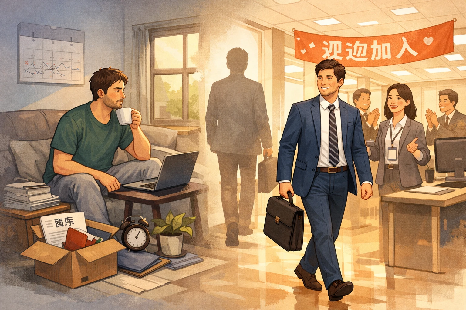 主动离职后长期未就业,再次入职新单位