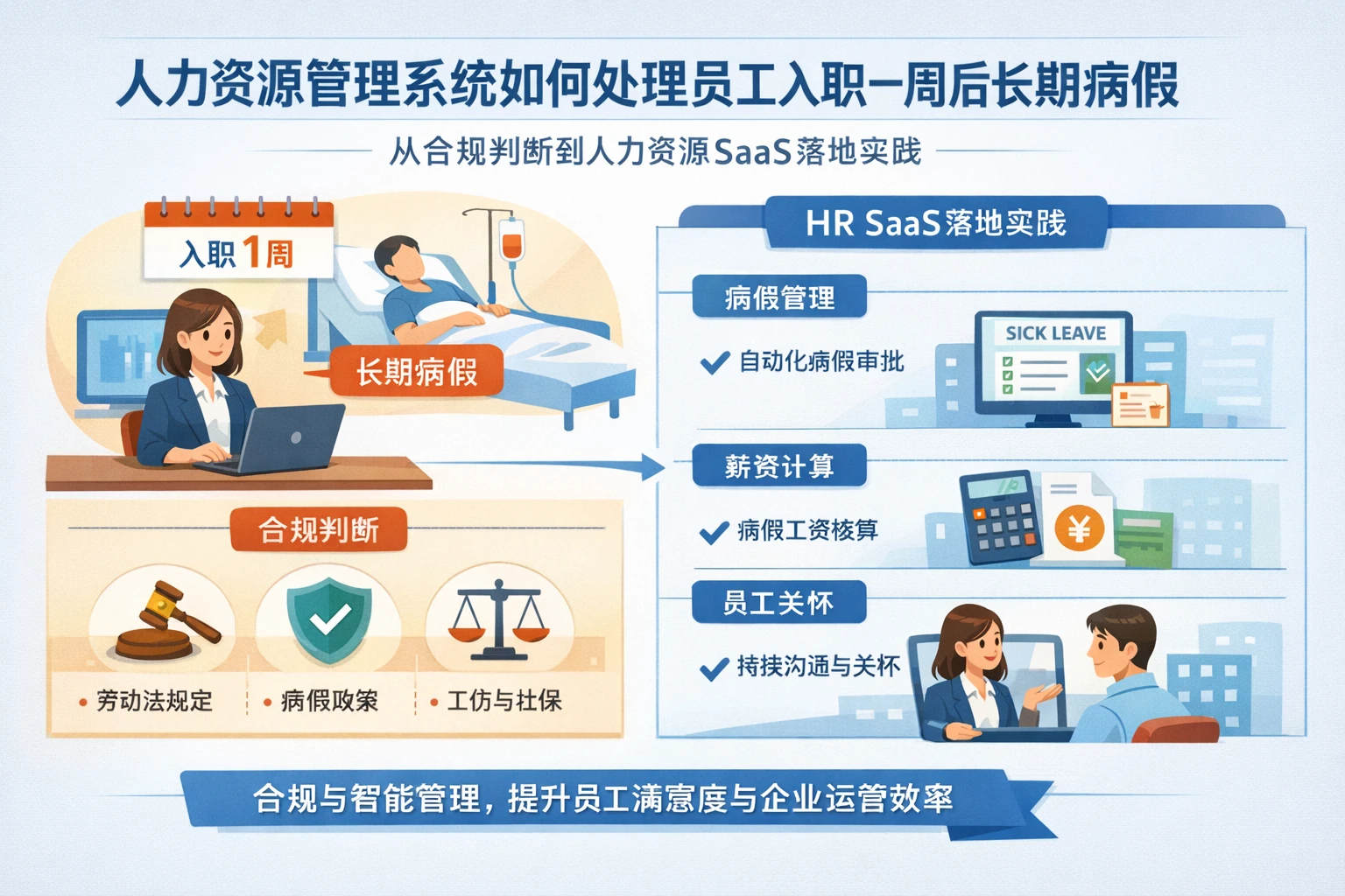 人力资源管理系统如何处理员工入职一周后长期病假:从合规判断到人力资源SaaS落地实践