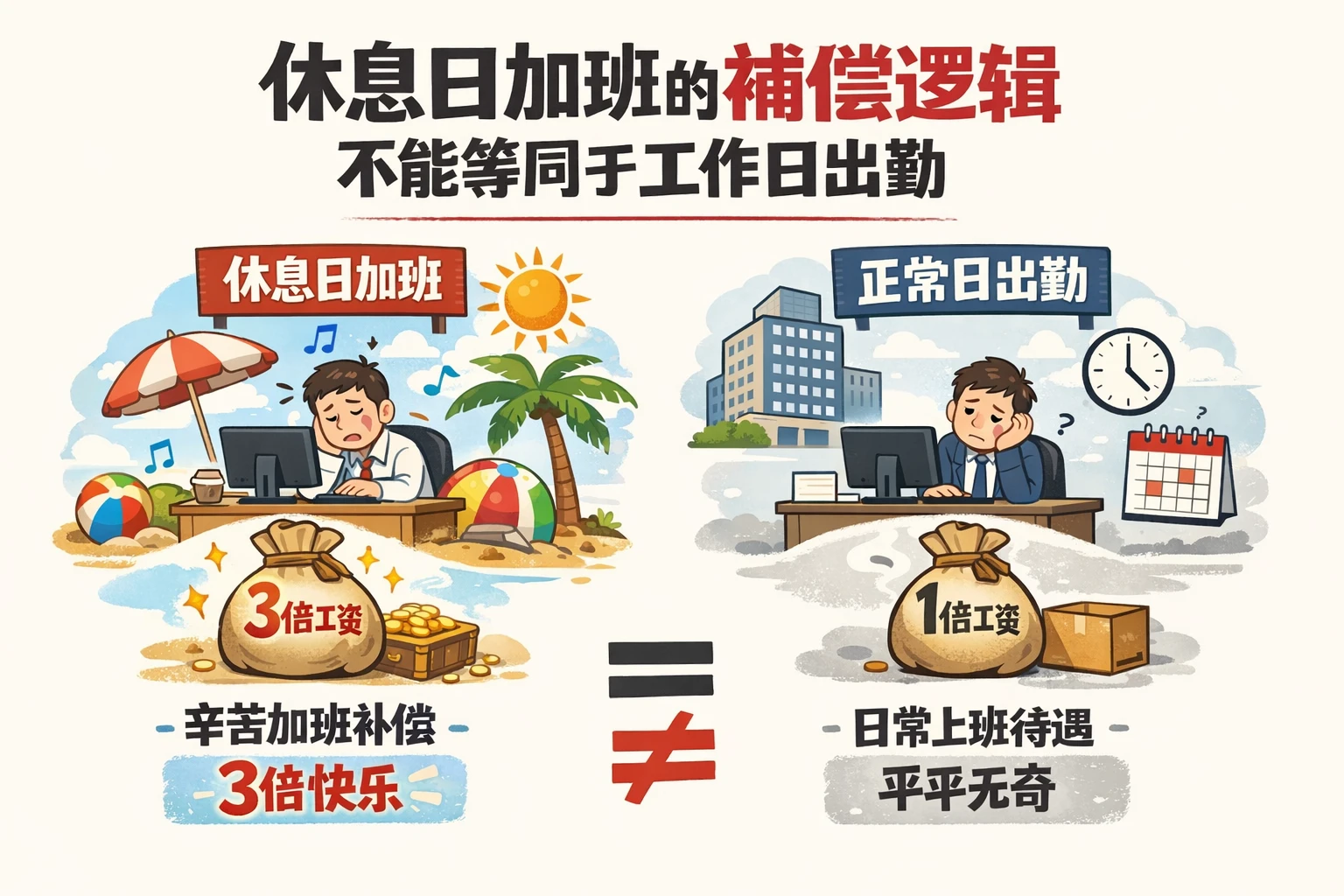 休息日加班的补偿逻辑，不能等同于工作日出勤