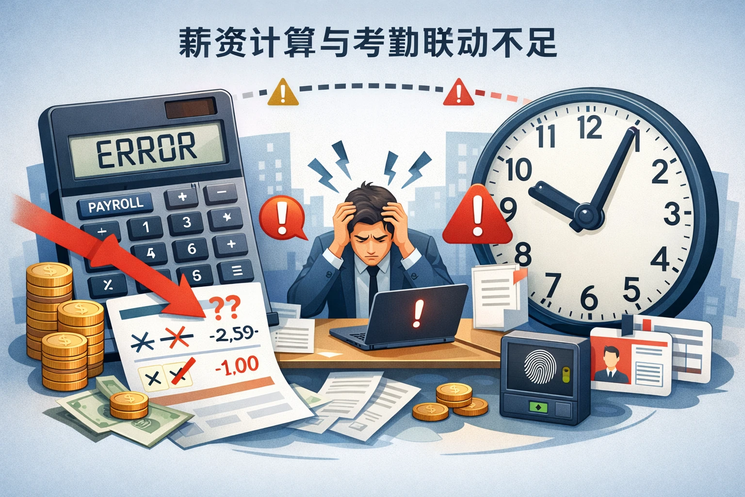 薪资计算与考勤联动不足