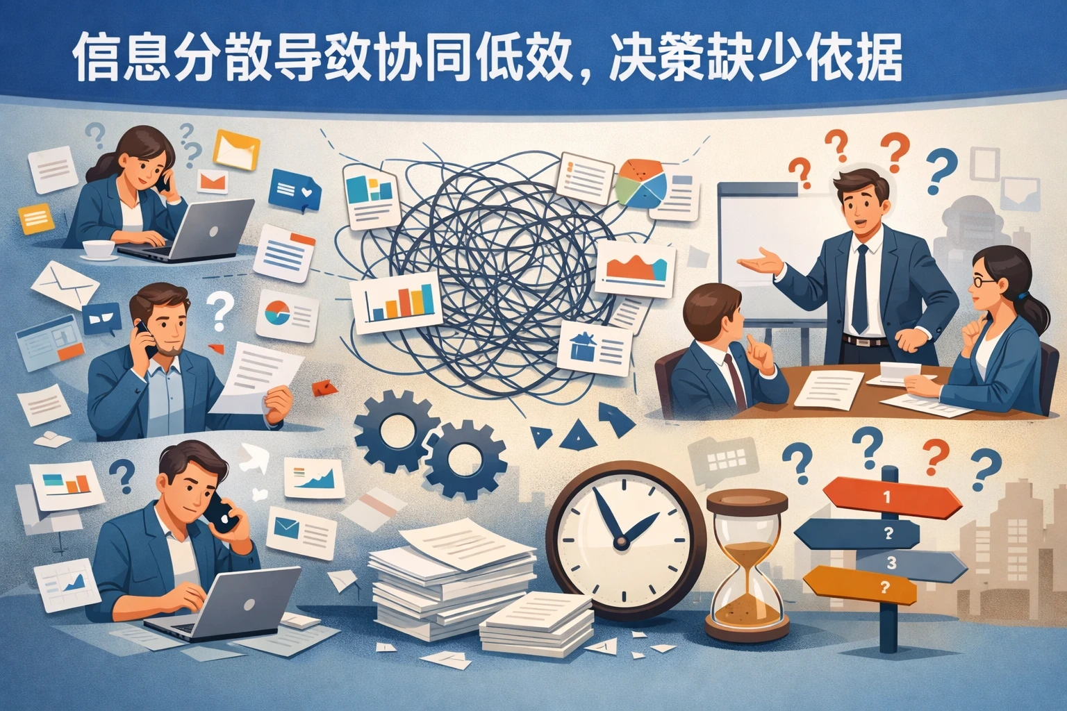 信息分散导致协同低效,决策缺少依据