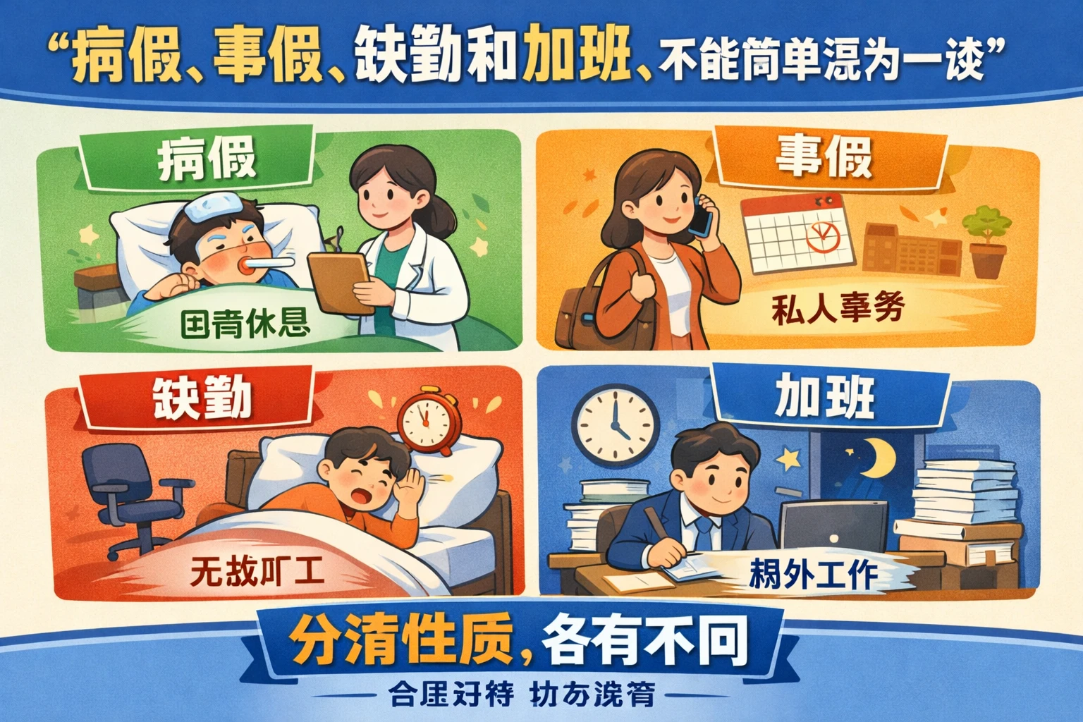 病假、事假、缺勤和加班,不能简单混为一谈