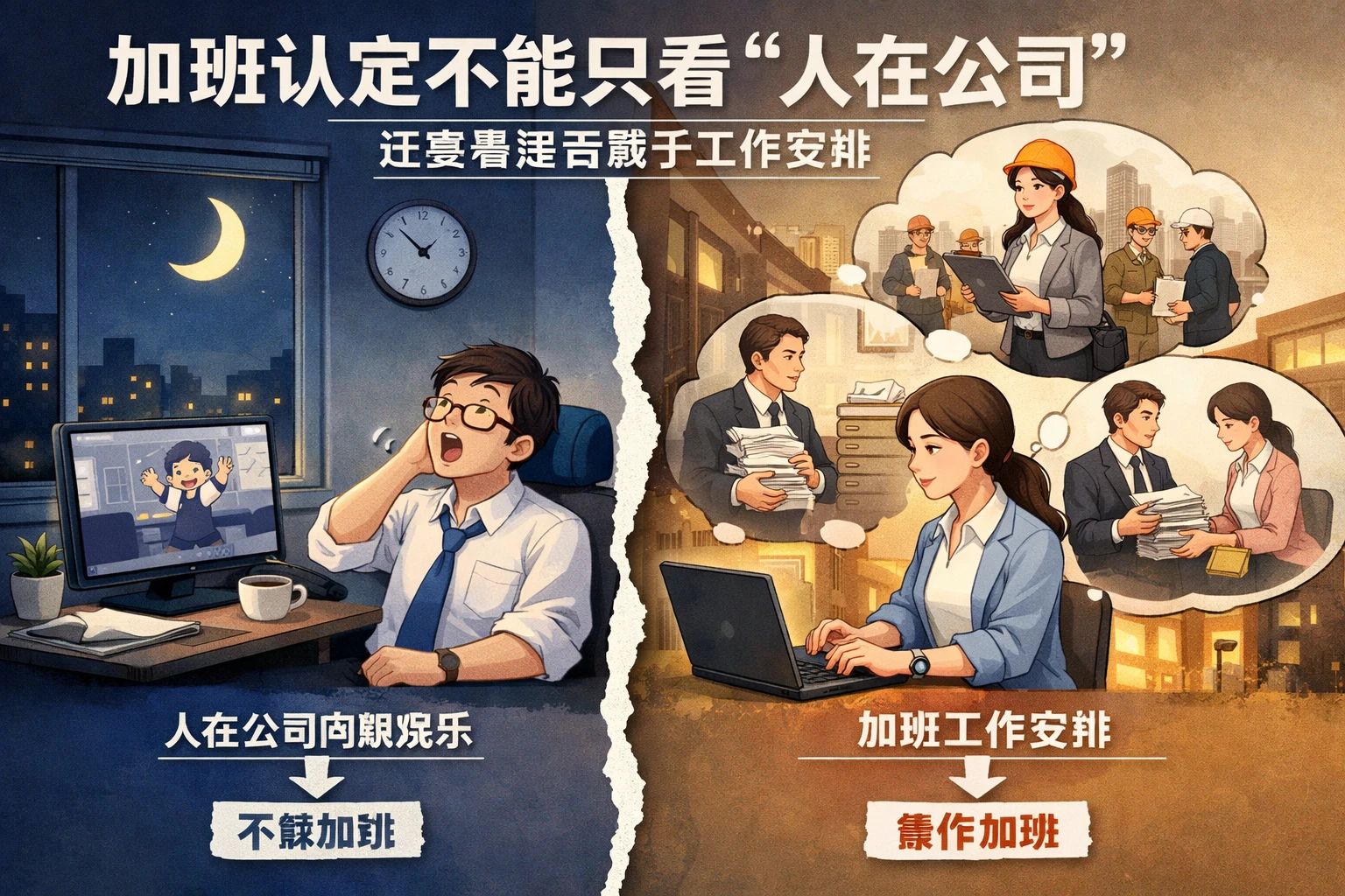 加班认定不能只看“人在公司”，还要看是否属于工作安排