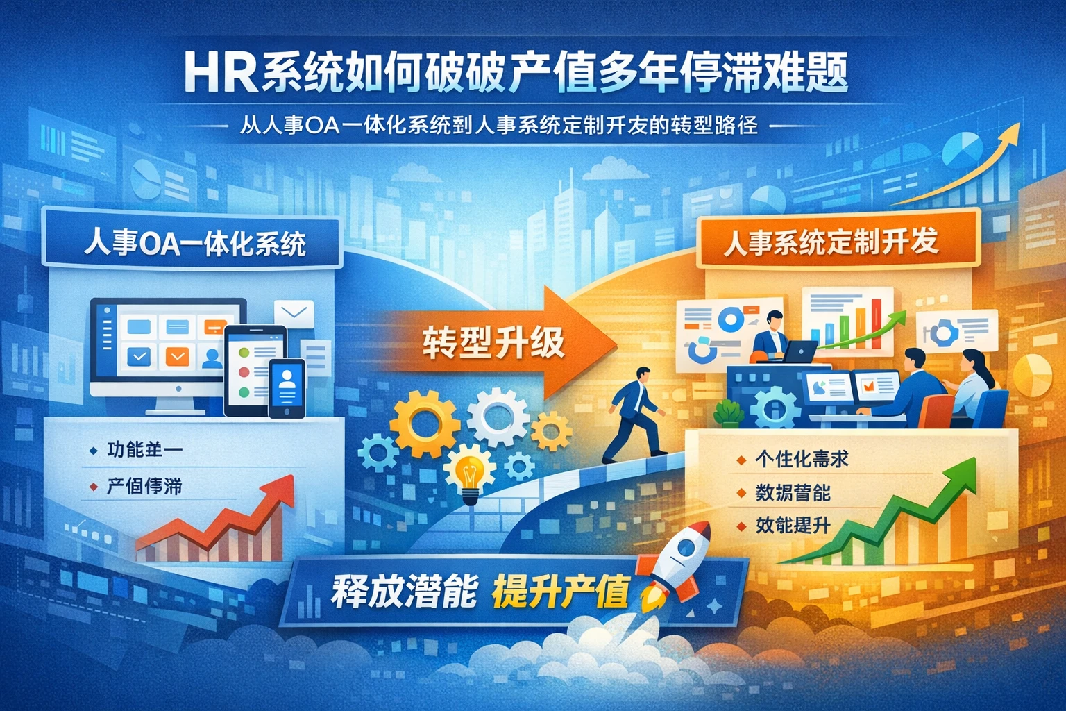 HR系统如何破解产值多年停滞难题：从人事OA一体化系统到人事系统定制开发的转型路径