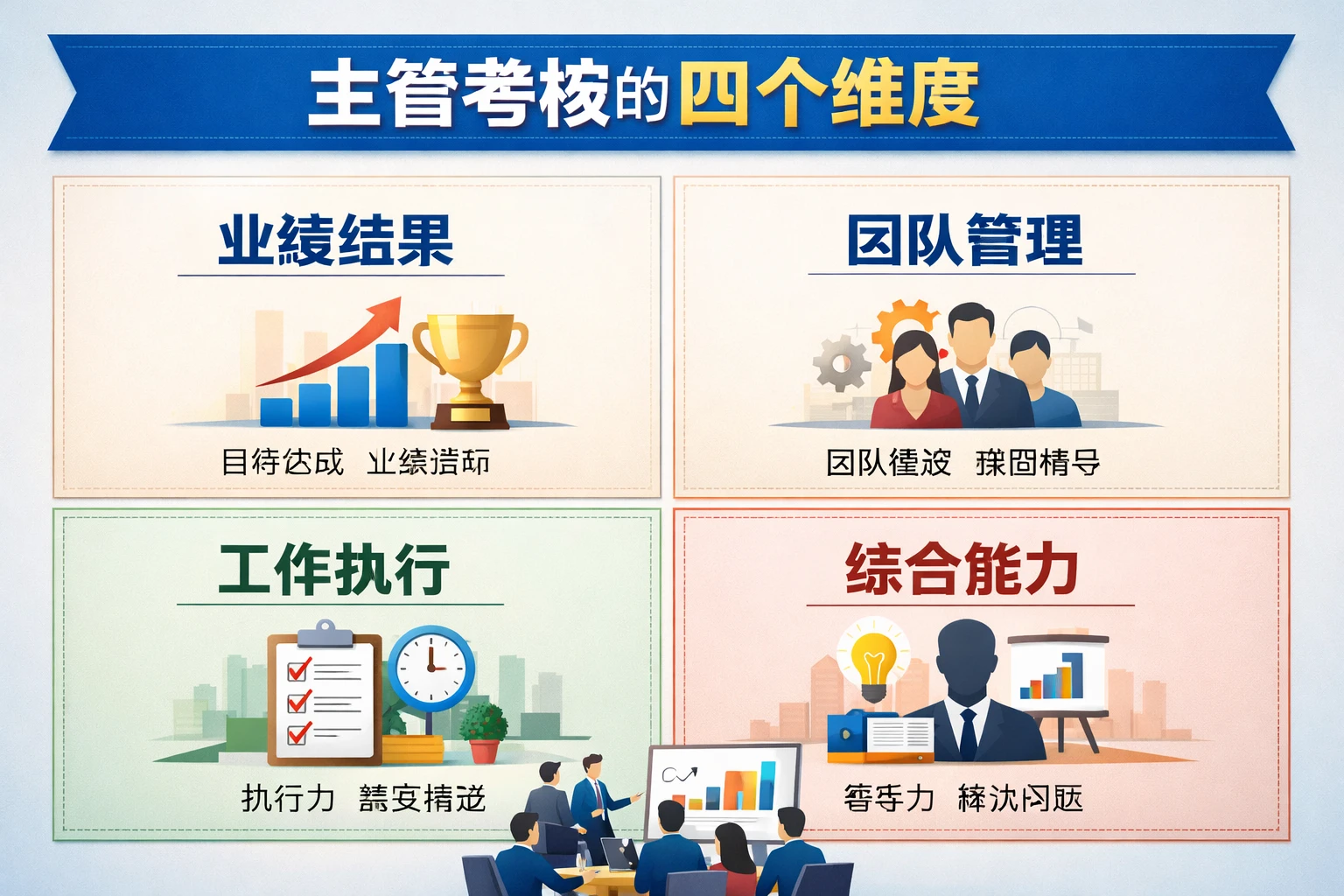 一套成熟的主管考核,通常包含四个维度