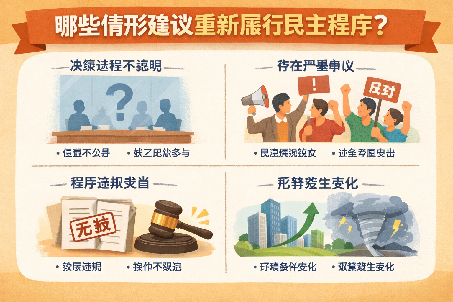 哪些情形建议重新履行民主程序