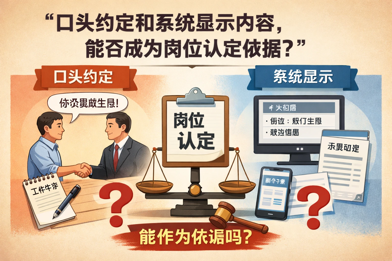 口头约定和系统显示内容，能否成为岗位认定依据