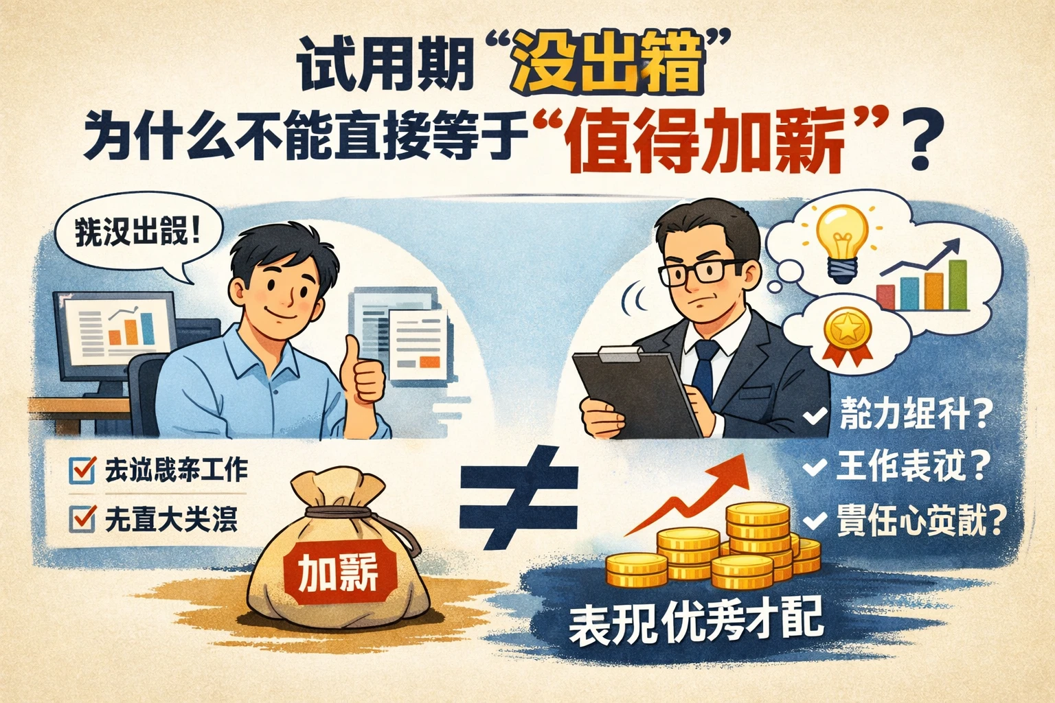 试用期“没出错”为什么不能直接等于“值得加薪”