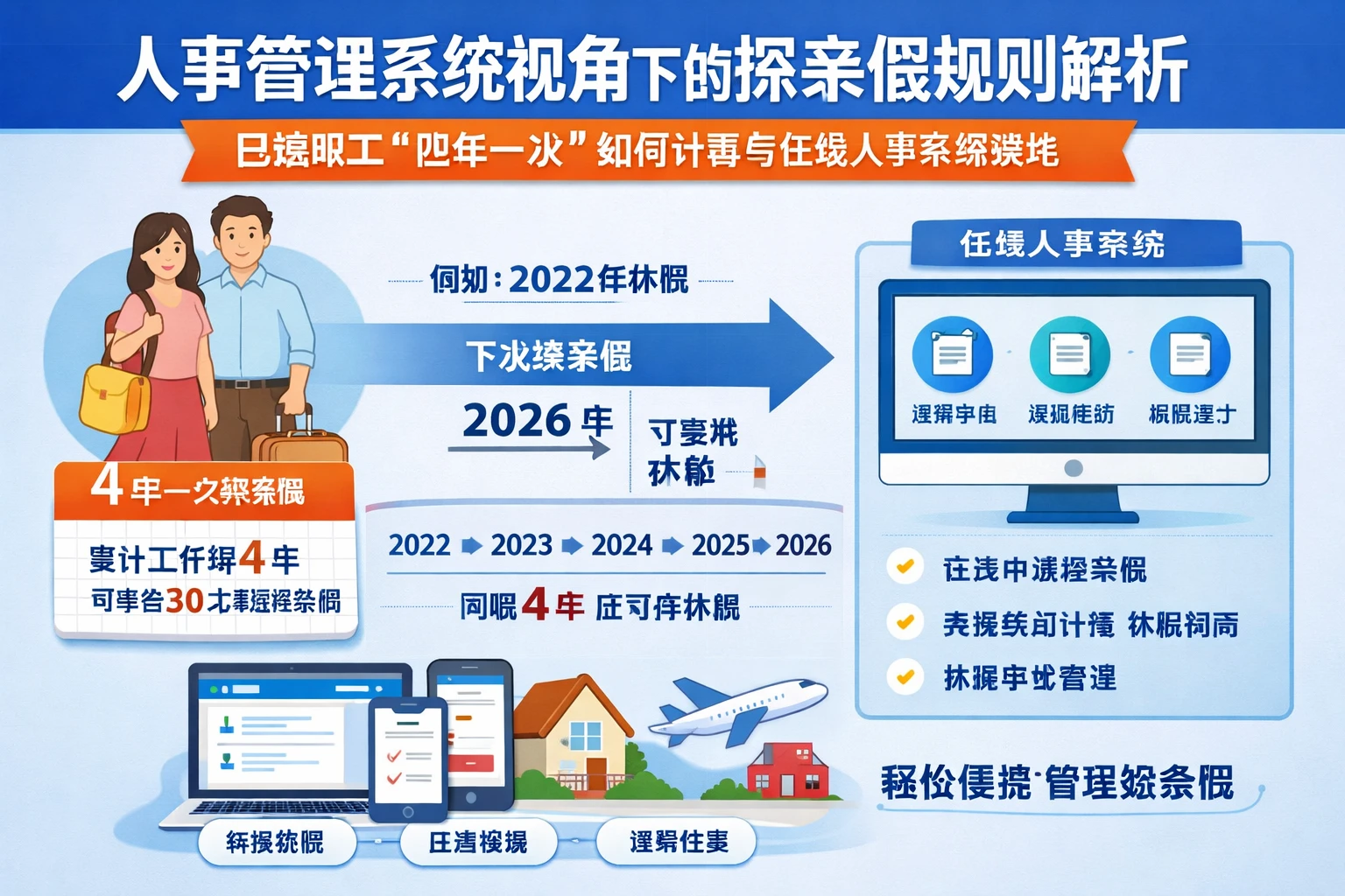 人事管理系统视角下的探亲假规则解析：已婚职工“四年一次”如何计算与在线人事系统落地
