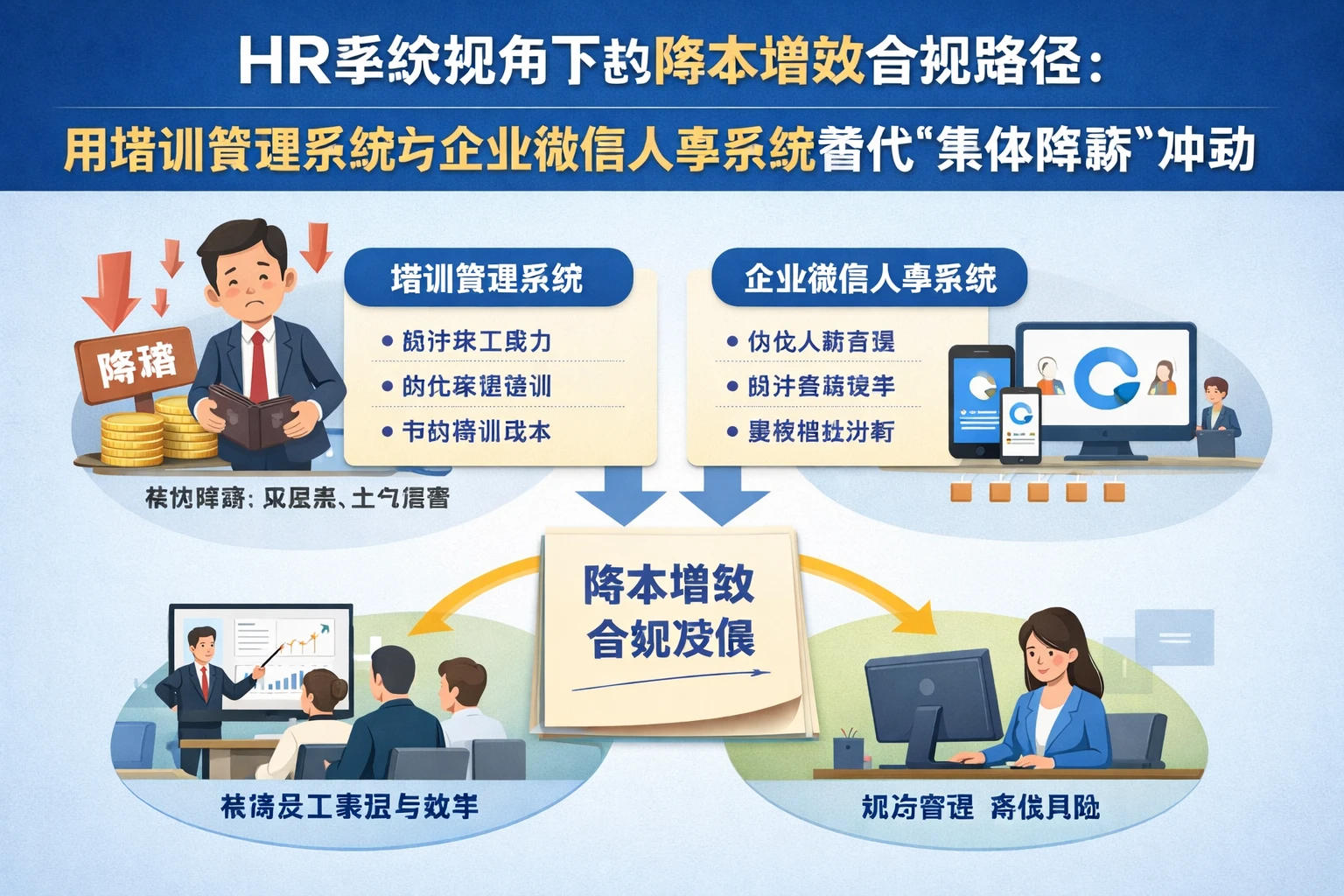 HR系统视角下的降本增效合规路径：用培训管理系统与企业微信人事系统替代“集体降薪”冲动