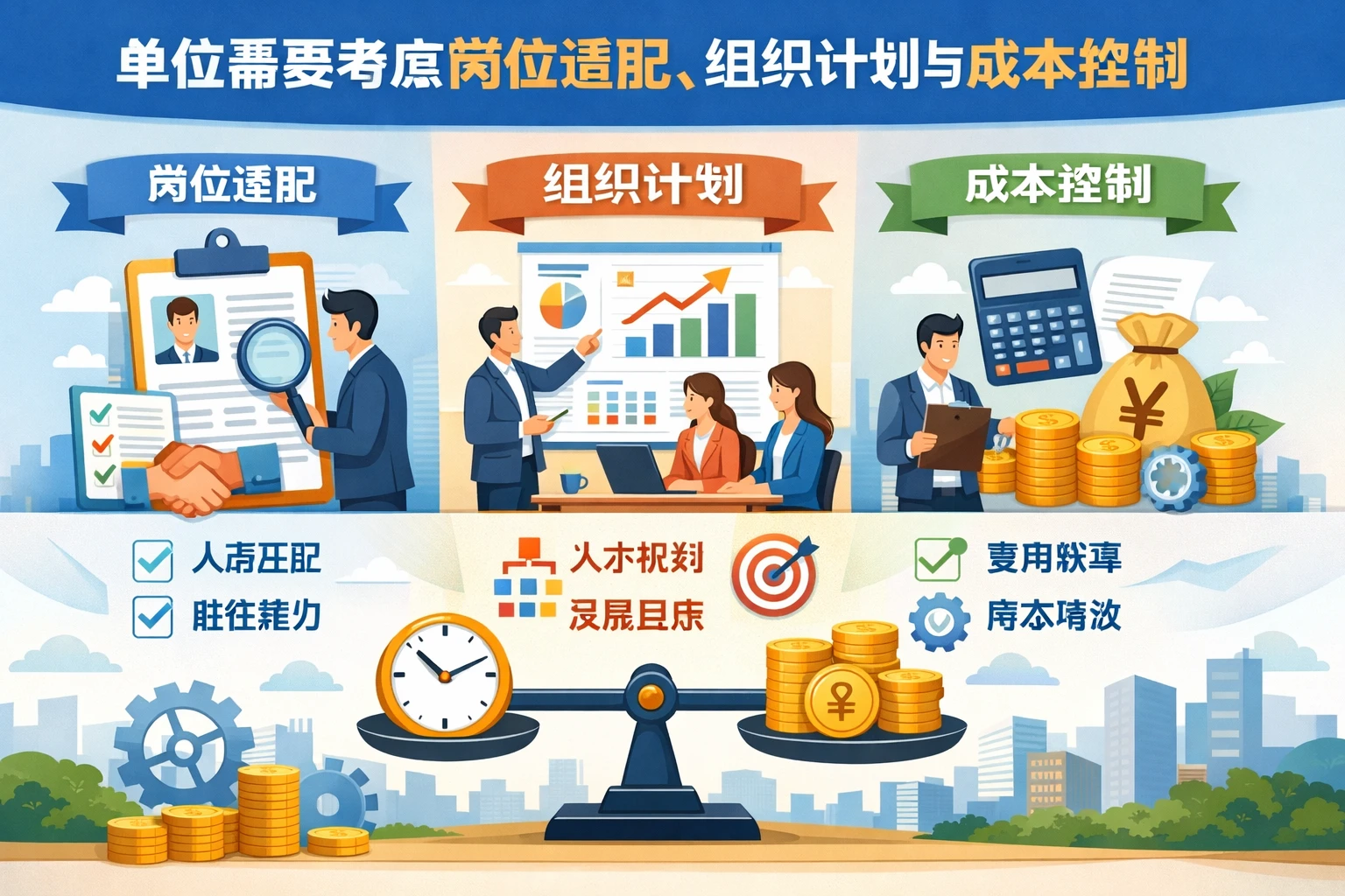 单位需要考虑岗位适配、组织计划与成本控制