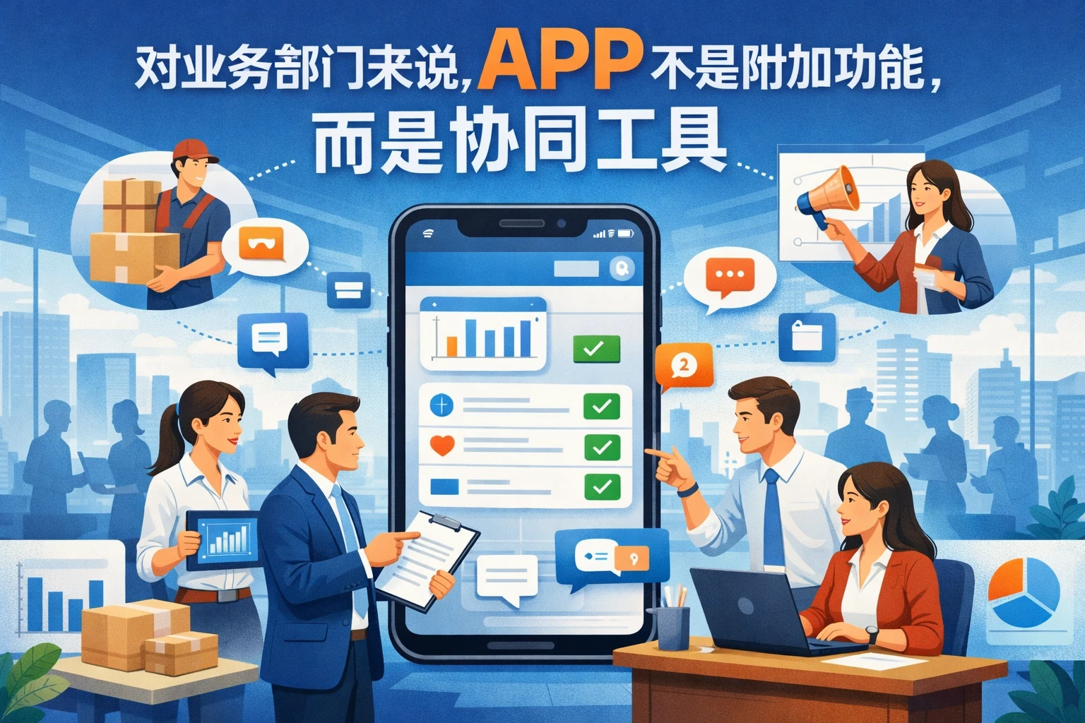 对业务部门来说，APP不是附加功能，而是协同工具